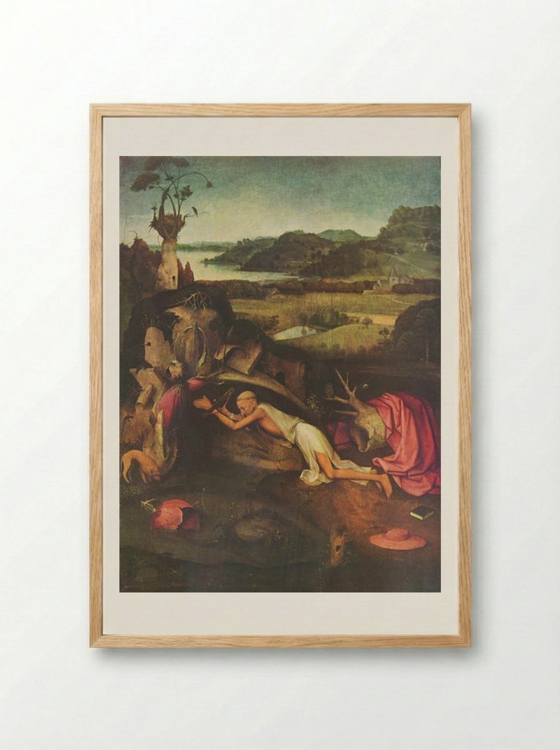 St. Jerome at Prayer - Hieronymus Bosch - Framed Print Wood