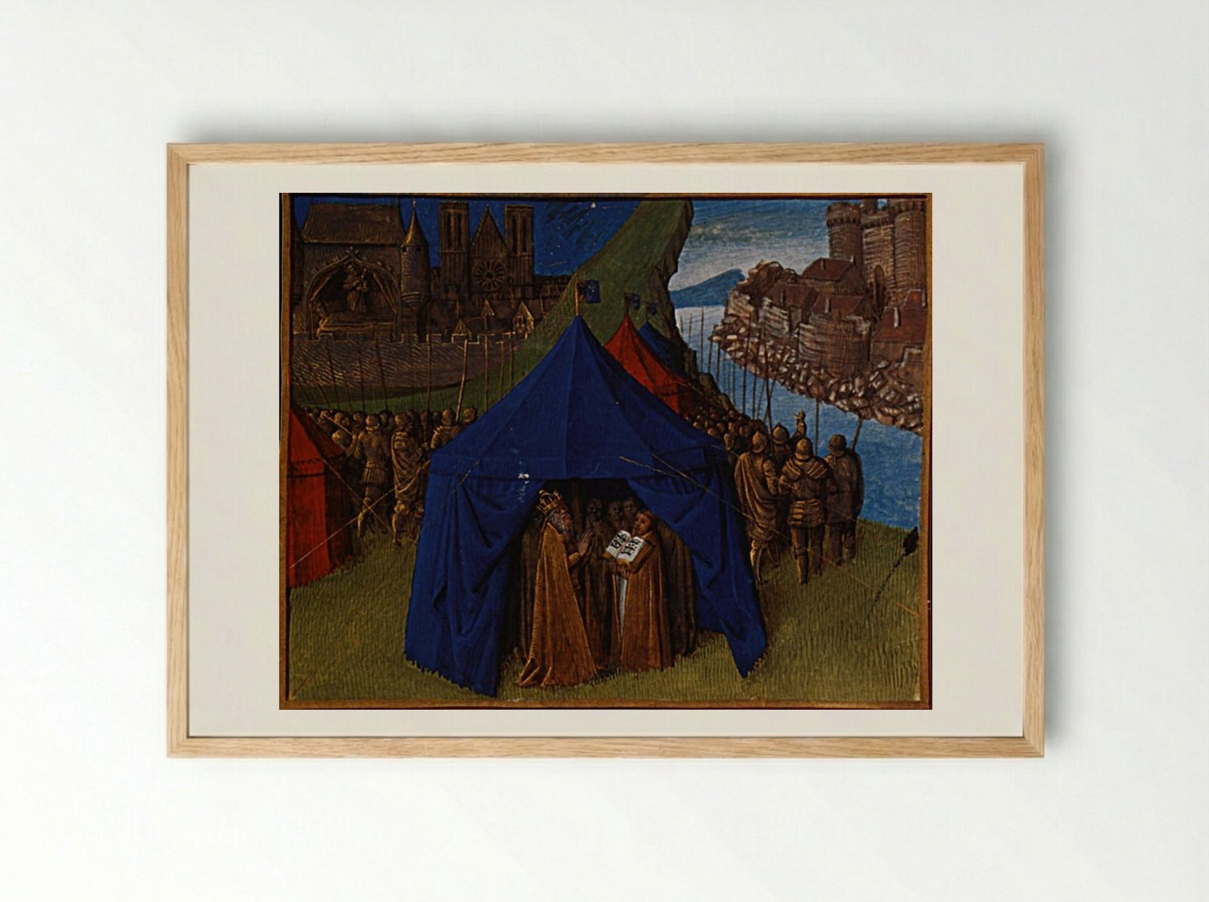 St. Jacques appears to Charlemagne - Jean Fouquet - Framed Print Wood
