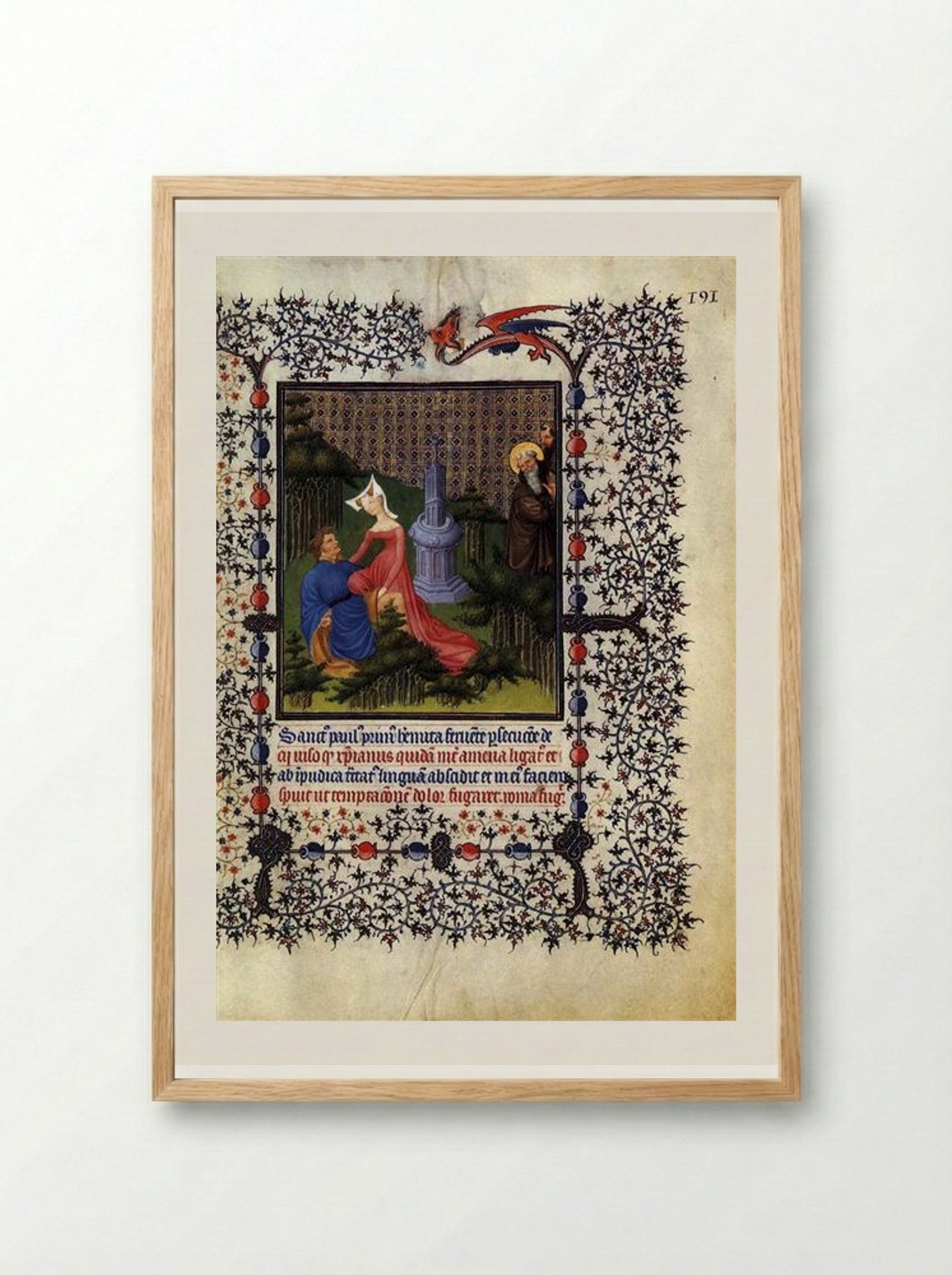 St. Paul the Hermit - Limbourg brothers - Framed Print Wood
