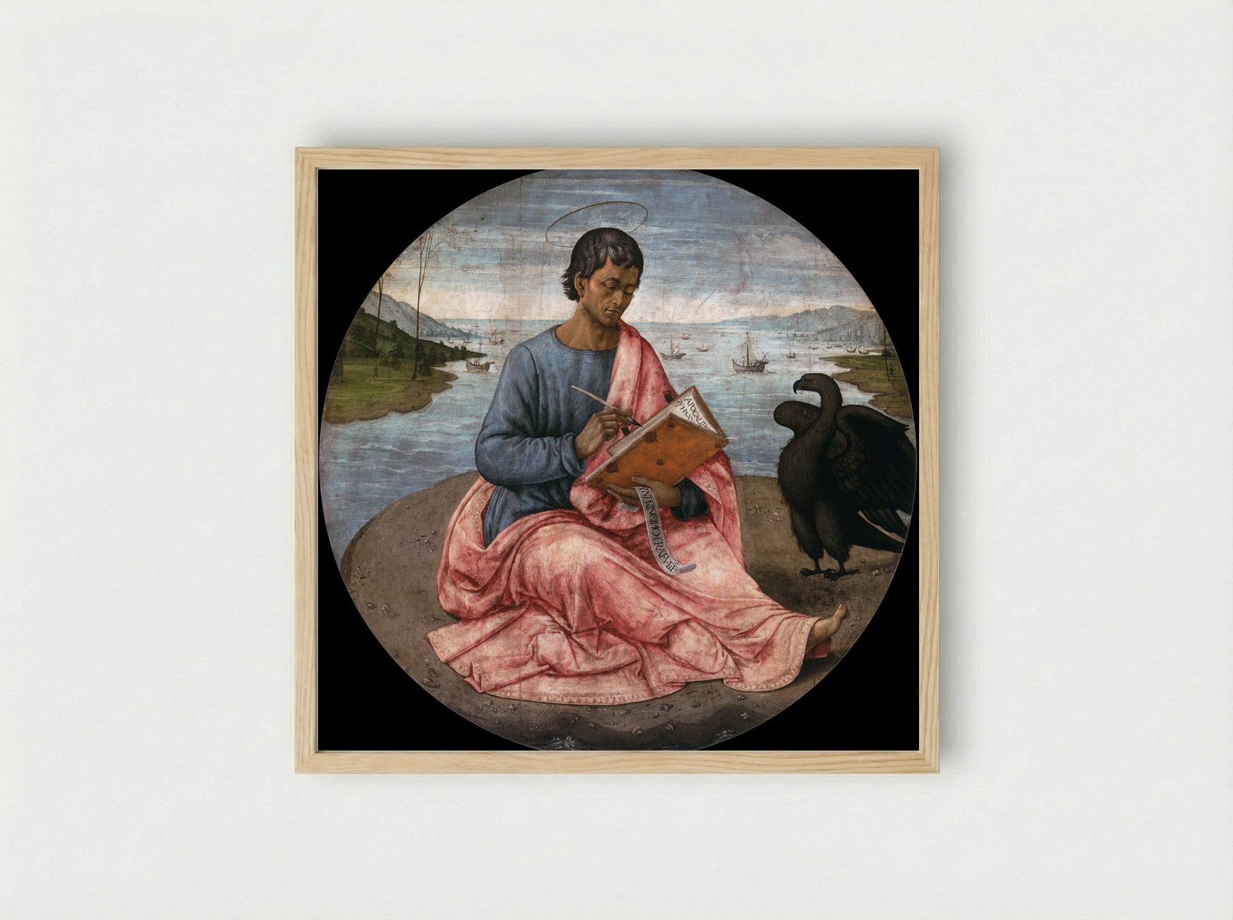 St. John the Evangelist on Patmos - Domenico Ghirlandaio - Framed Print Wood