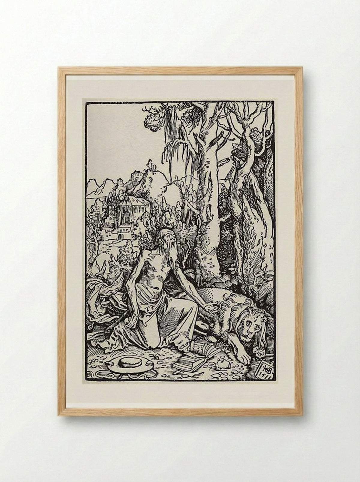 St. Jerome in the Wilderness - Hans Baldung Grien - Framed Print Wood