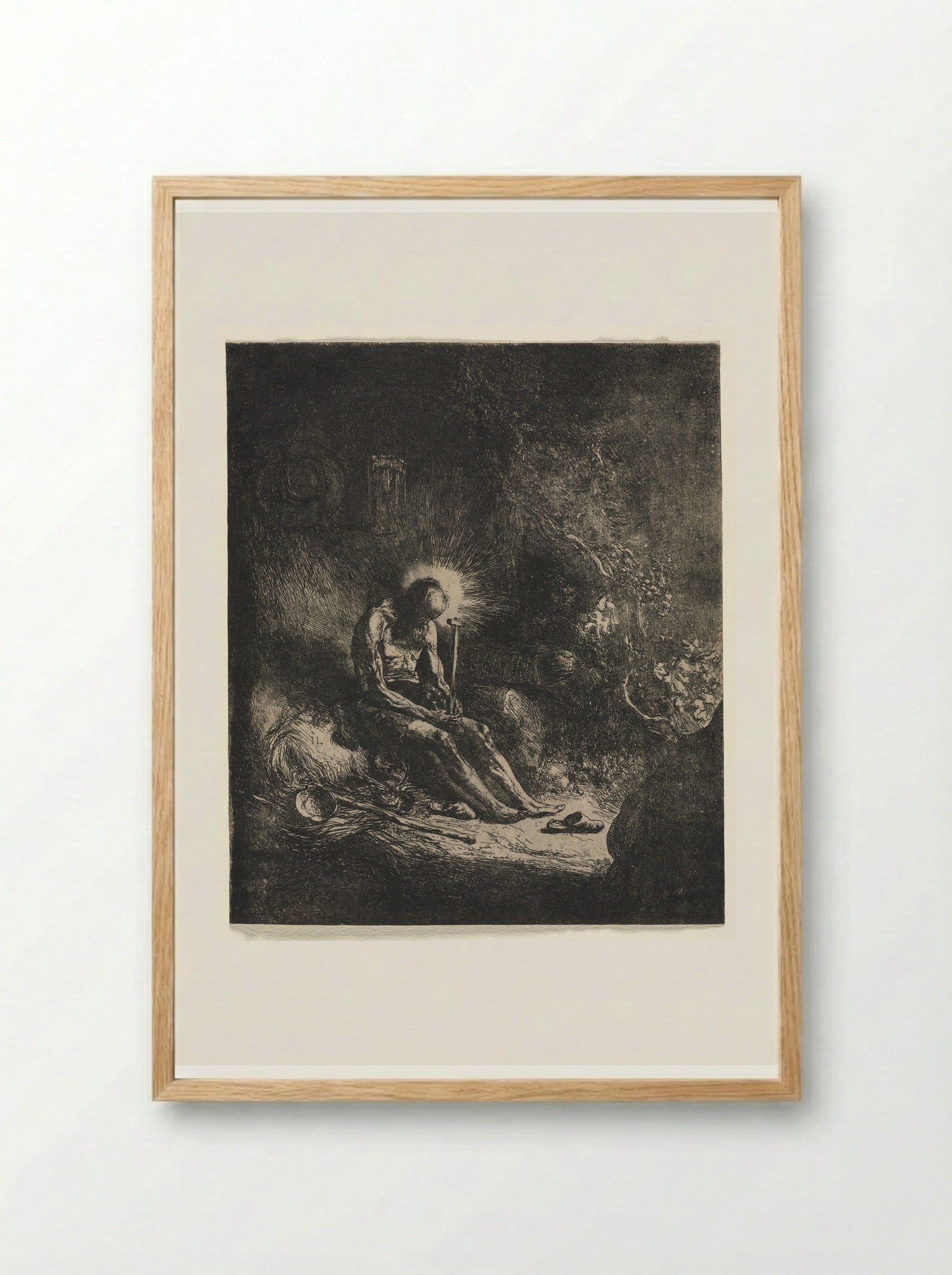 St. Jerome in the Wilderness - Jan Lievens - Framed Print Wood