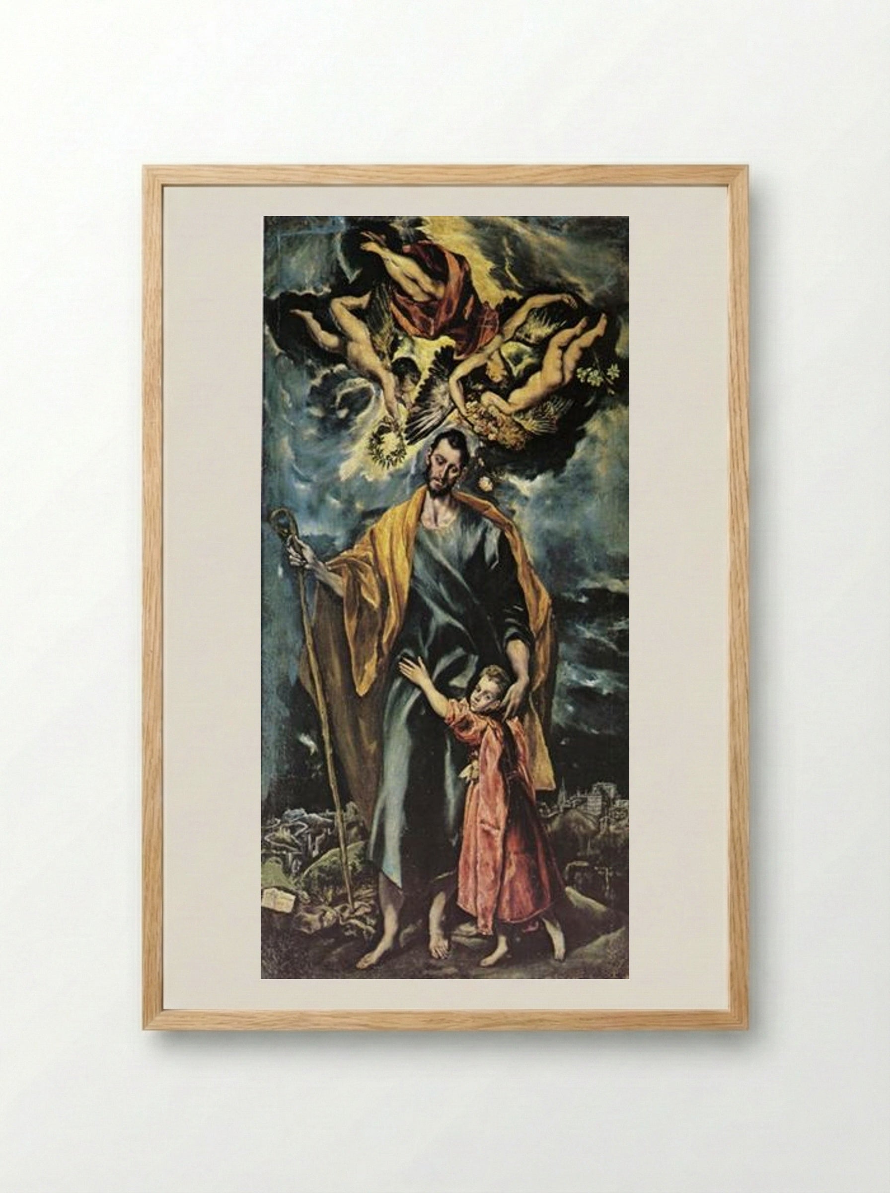 St. Joseph and the Christ Child - El Greco - Framed Print Wood
