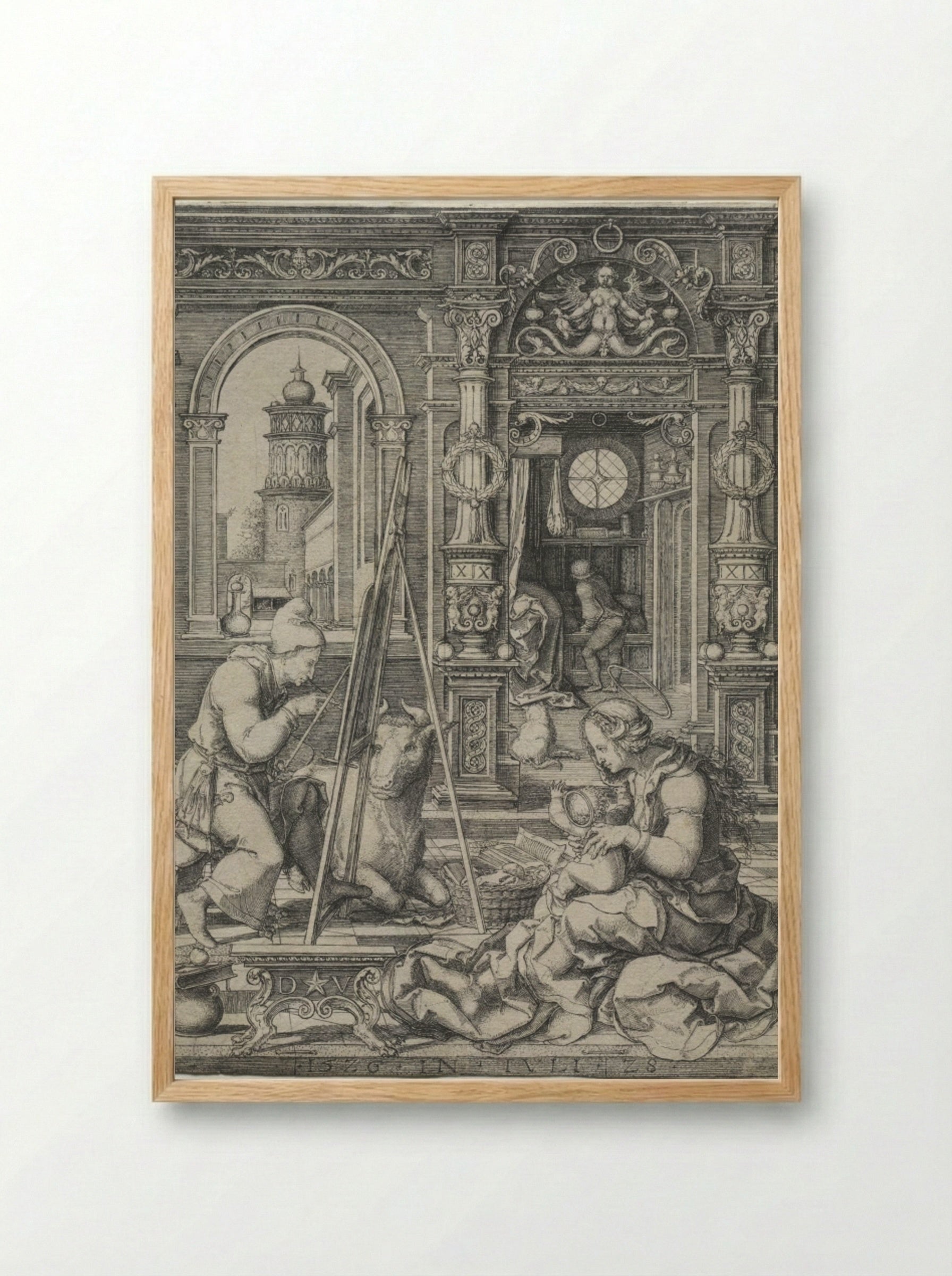 St. Luke Painting the Virgin - Dirk Vellert - Framed Print Wood