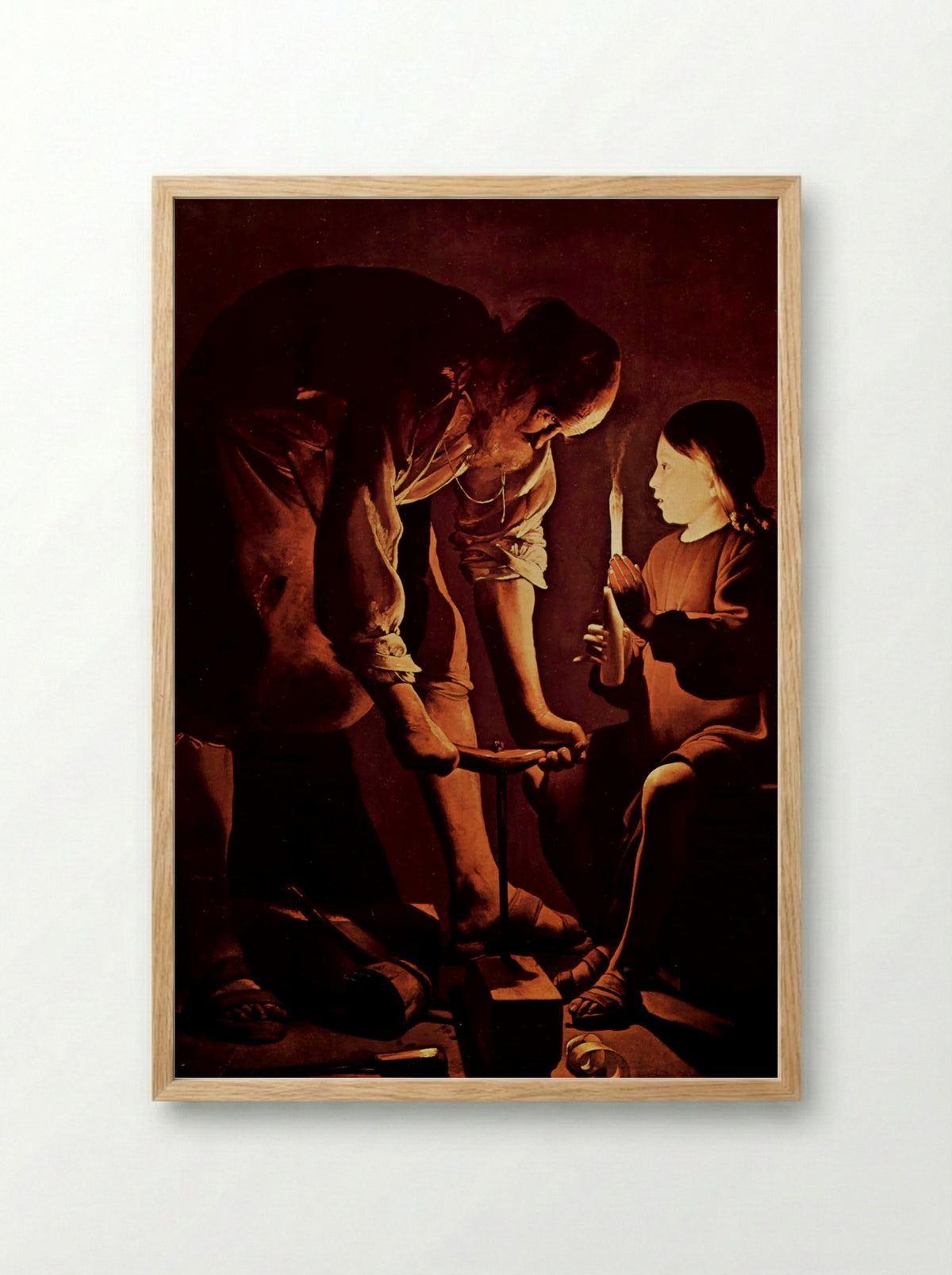 St. Joseph, the Carpenter - Georges de la Tour - Framed Print Wood