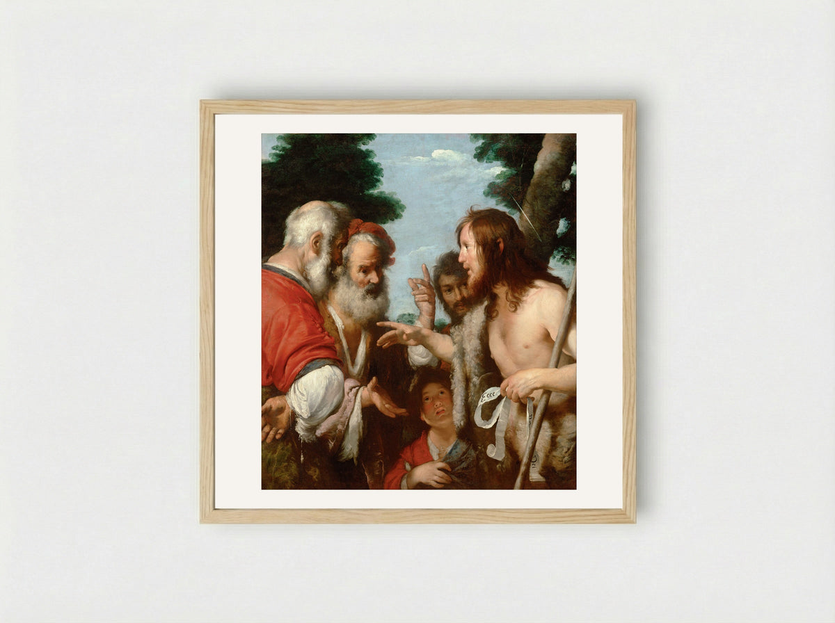 St. John the Baptist Preaching - Bernardo Strozzi - Framed Print Wood