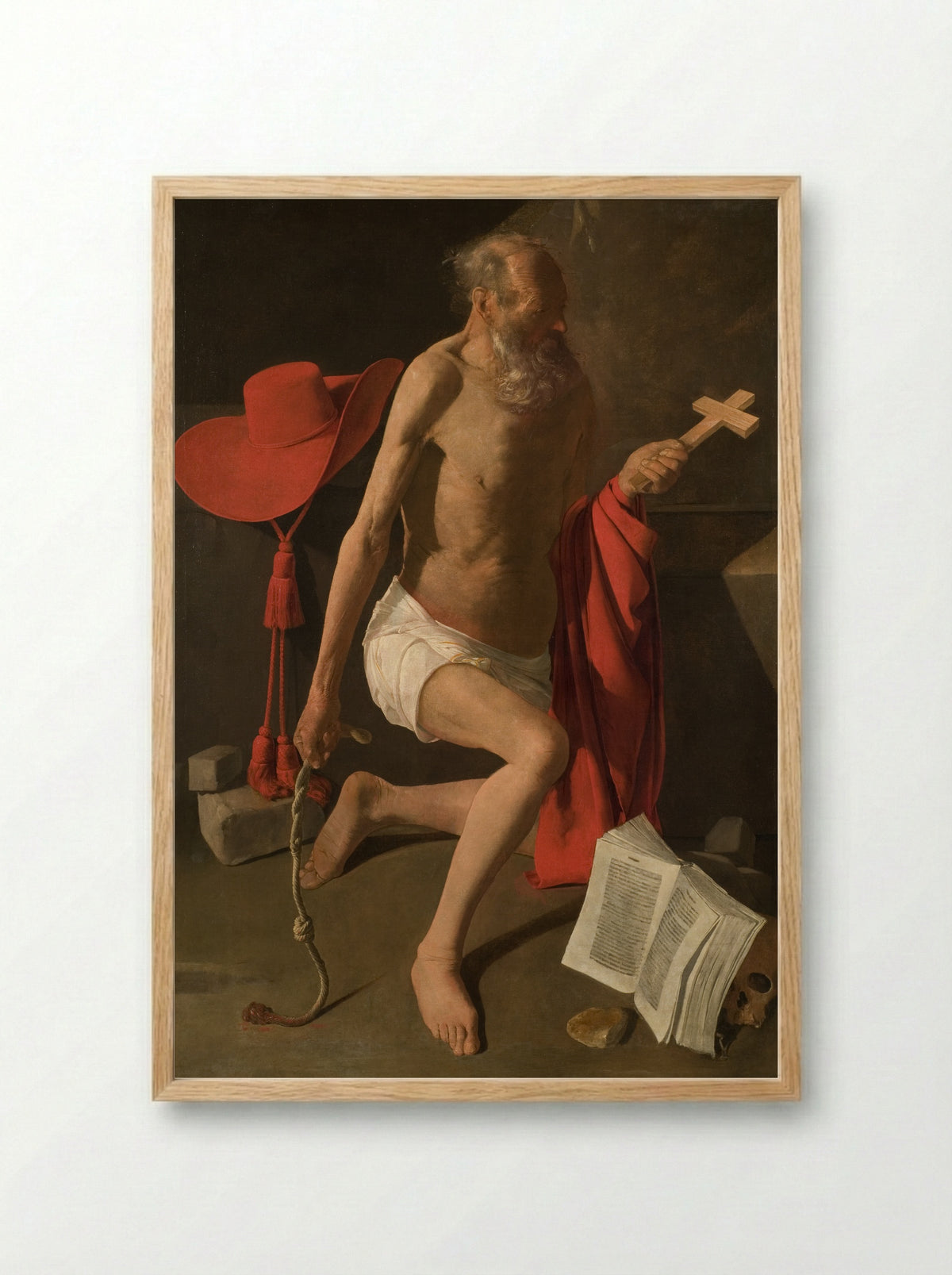 St. Jerome in Penitence - Georges de la Tour - Framed Print Wood