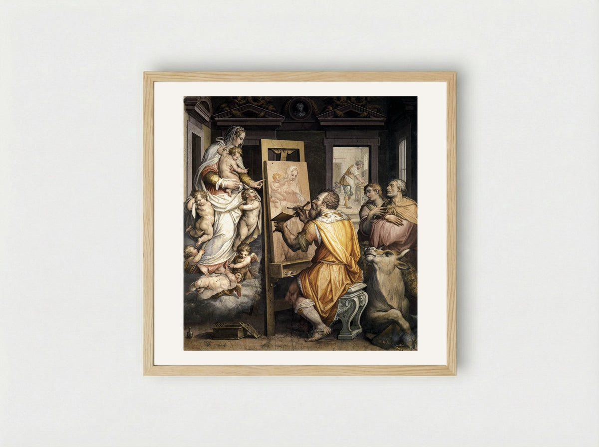 St. Luke Painting the Virgin - Giorgio Vasari - Framed Print Wood