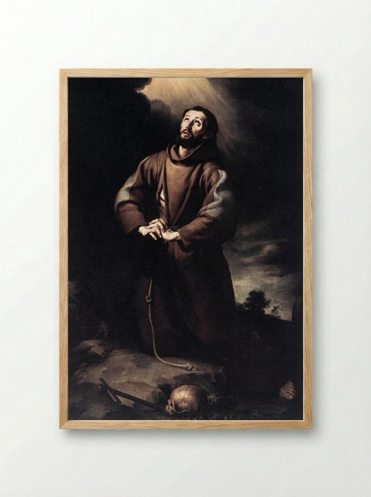 St. Francis of Assisi at Prayer - Bartolomé Esteban Murillo - Framed Print Wood