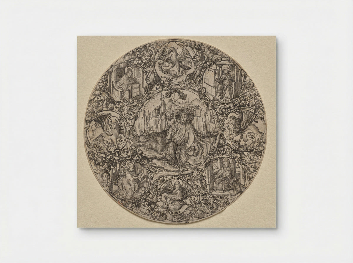 St. John the Baptist Surrounded by the Evangelists and Four Fathers of the Latin Church - Master ES - Poster