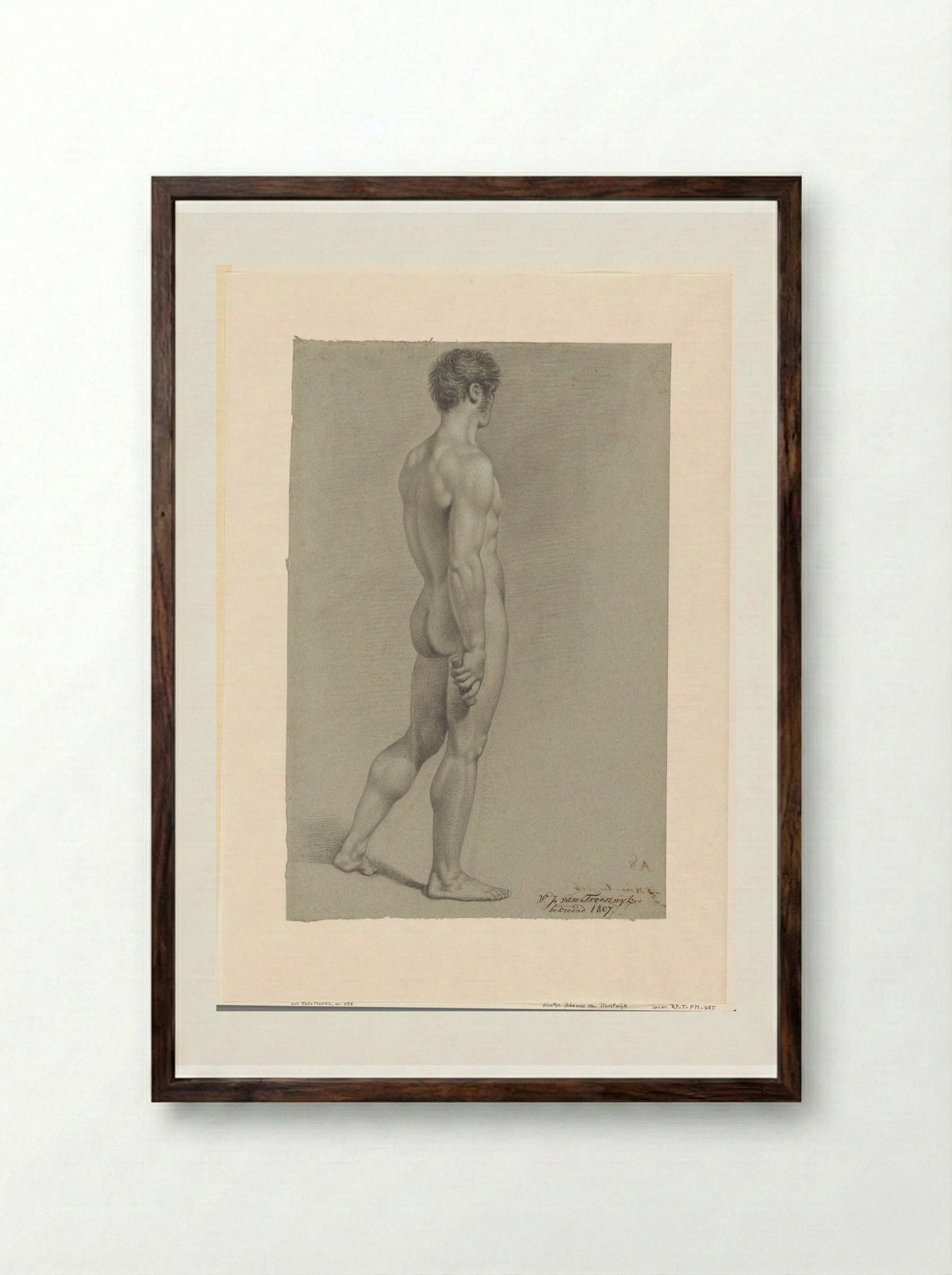 Staand mannelijk naakt, naar rechts - Wouter Johannes van Troostwijk - Framed Print Dark Wood