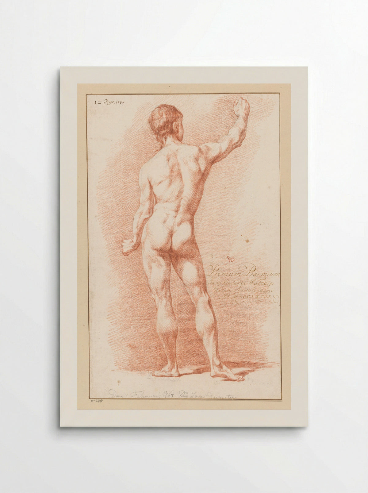 Staand mannelijk naakt, op de rug gezien (1e prijs 1767) - Jan Gerard Waldorp - Poster