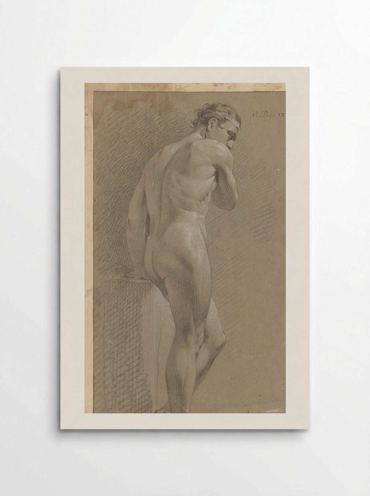 Staand mannelijk naakt, op de rug gezien (1e prijs 1770) - Marten Houtman - Poster