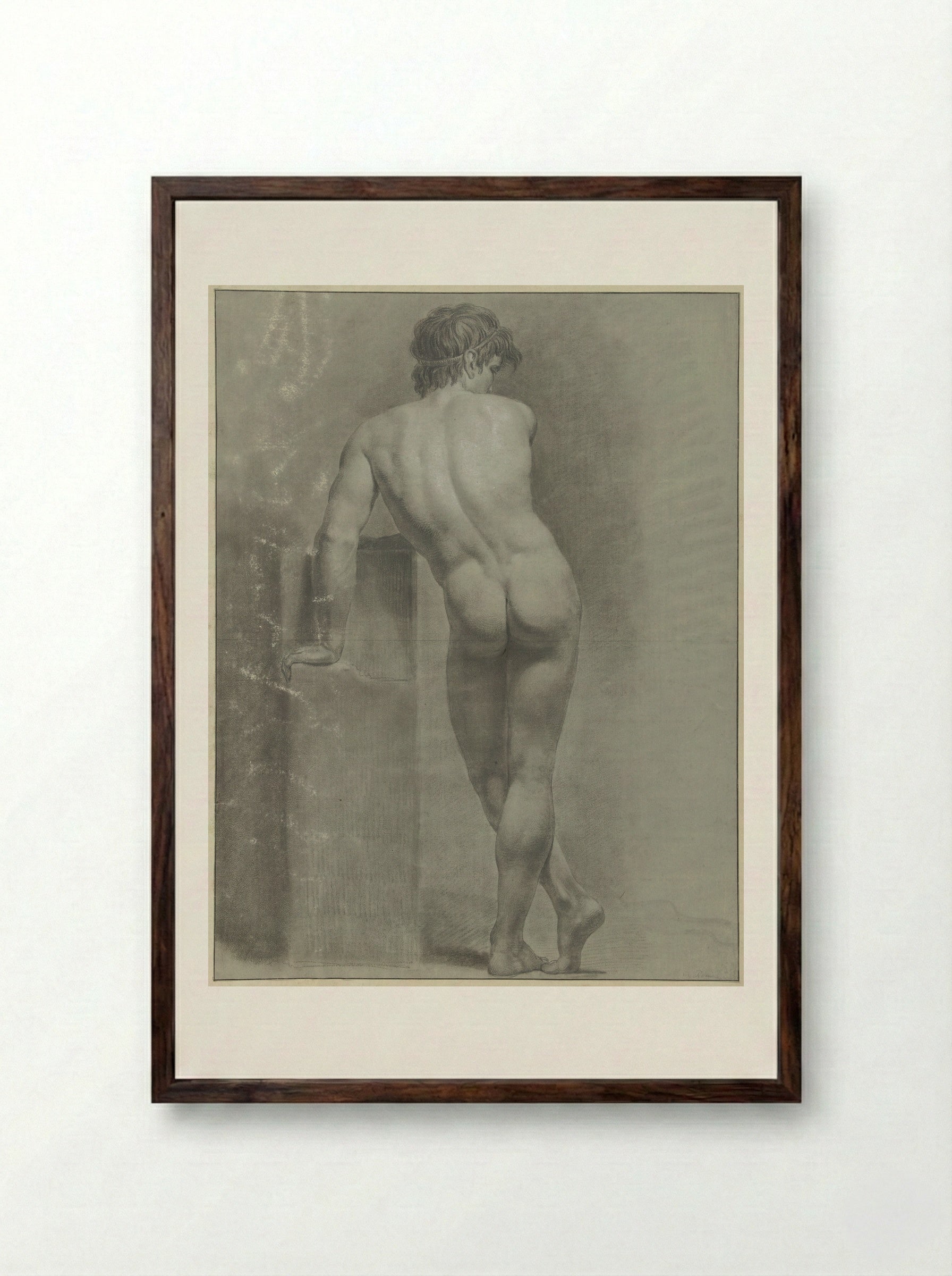 Staand mannelijk naakt, op de rug gezien - Jean Grandjean - Framed Print Dark Wood