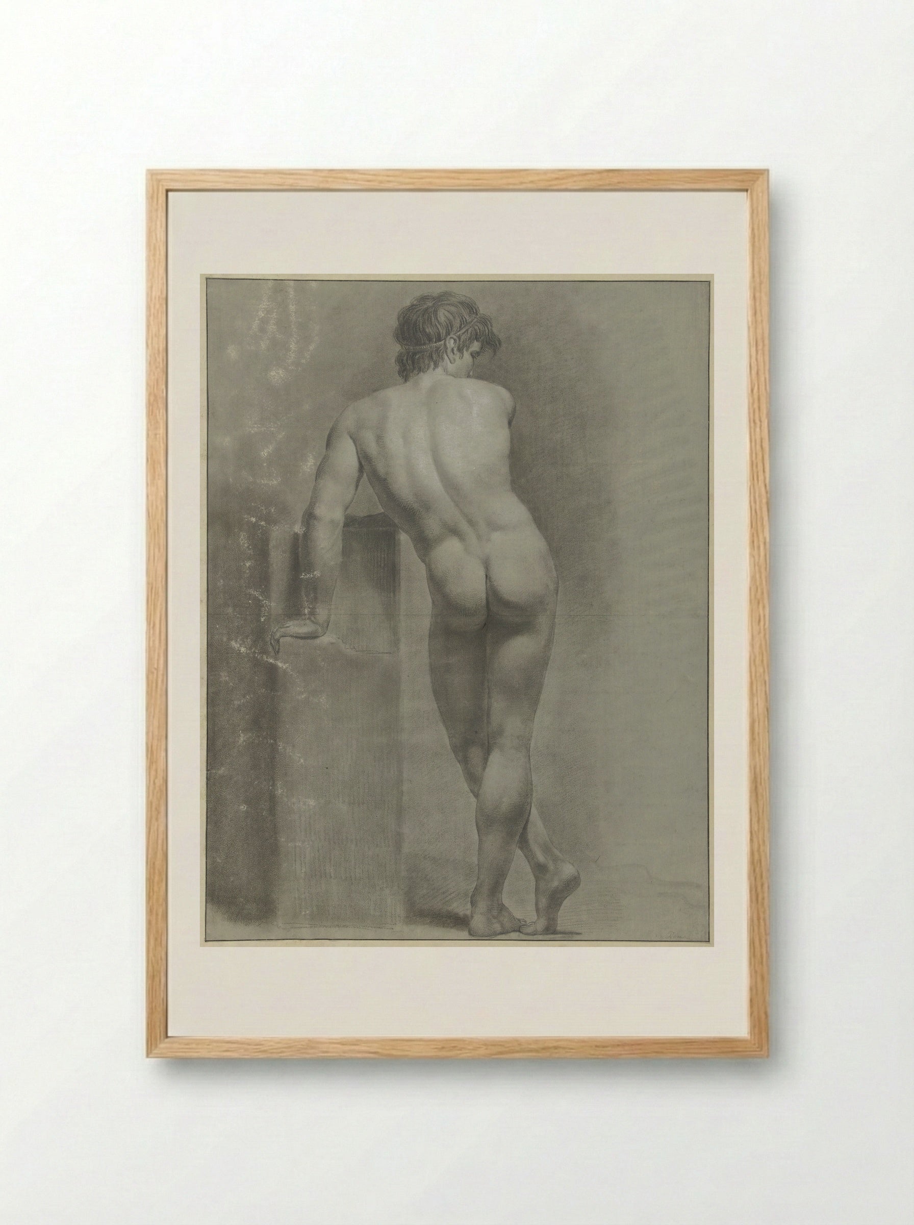 Staand mannelijk naakt, op de rug gezien - Jean Grandjean - Framed Print Wood