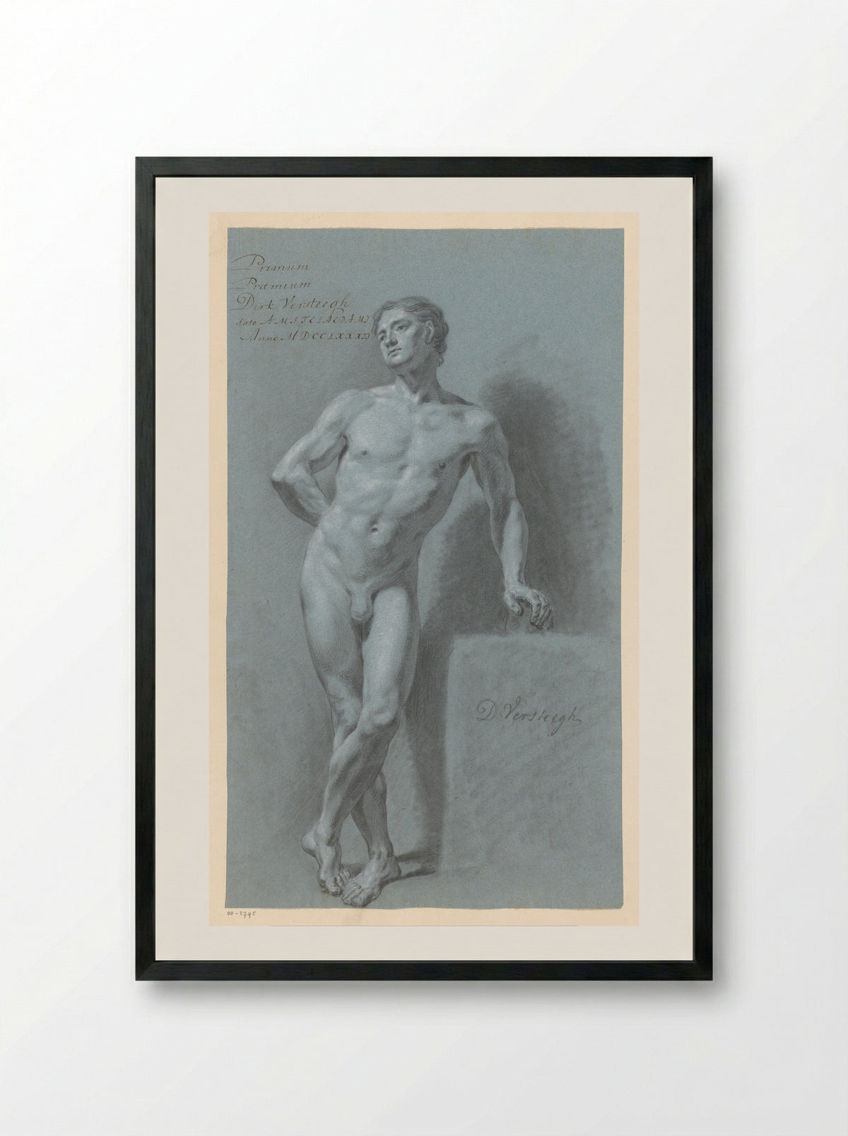 Staand mannelijk naakt, van voren gezien (1e prijs 1782) - Dirk Versteegh - Framed Print Black