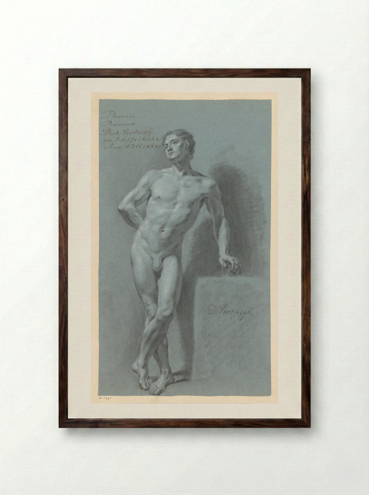 Staand mannelijk naakt, van voren gezien (1e prijs 1782) - Dirk Versteegh - Framed Print Dark Wood