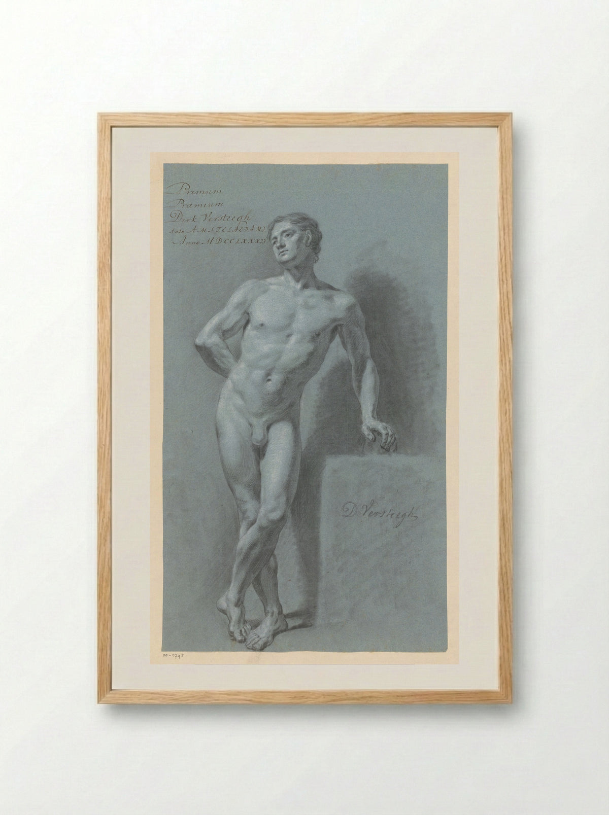 Staand mannelijk naakt, van voren gezien (1e prijs 1782) - Dirk Versteegh - Framed Print Wood