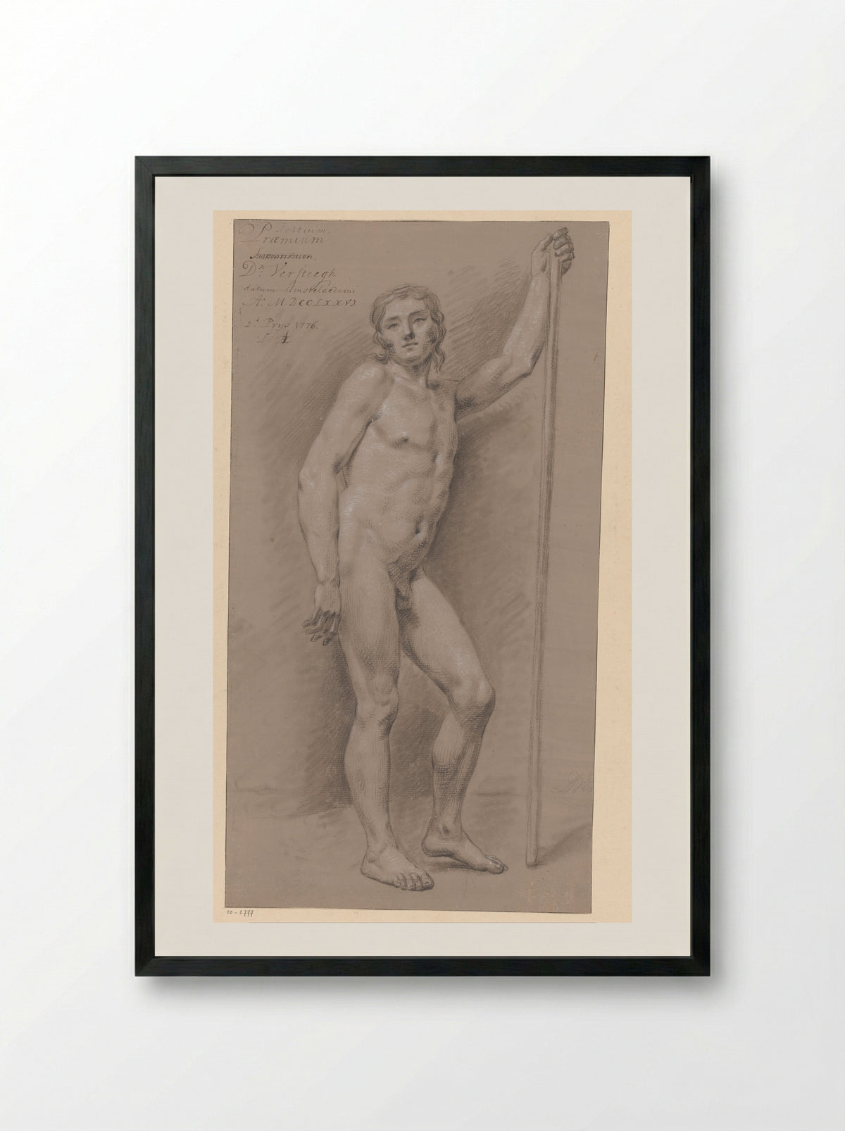 Staand mannelijk naakt, van voren gezien (2e prijs 1776) - Dirk Versteegh - Framed Print Black