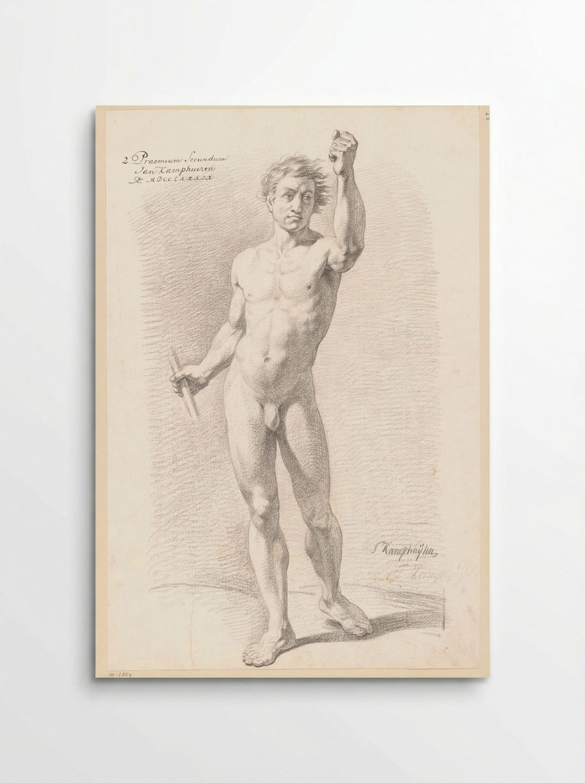 Staand mannelijk naakt, van voren gezien (2e prijs 1789) - Jan Kamphuijsen - Poster