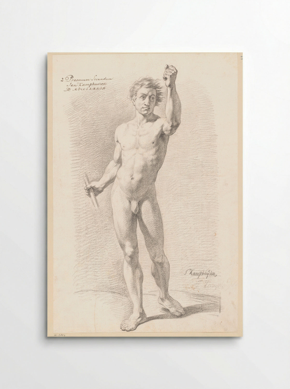 Staand mannelijk naakt, van voren gezien (2e prijs 1789) - Jan Kamphuijsen - Poster