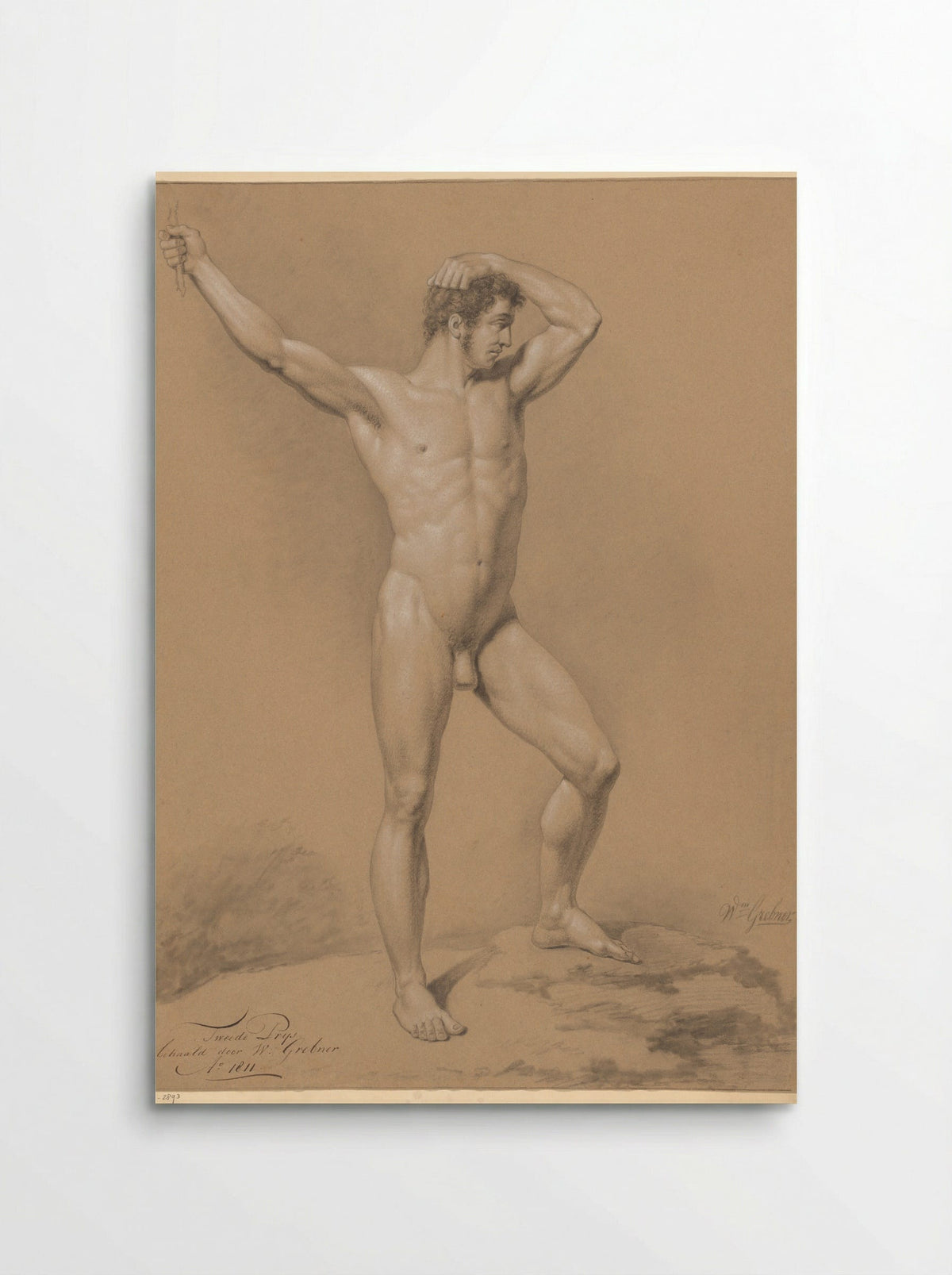 Staand mannelijk naakt, van voren gezien (2e prijs 1811) - Willem Grebner - Poster