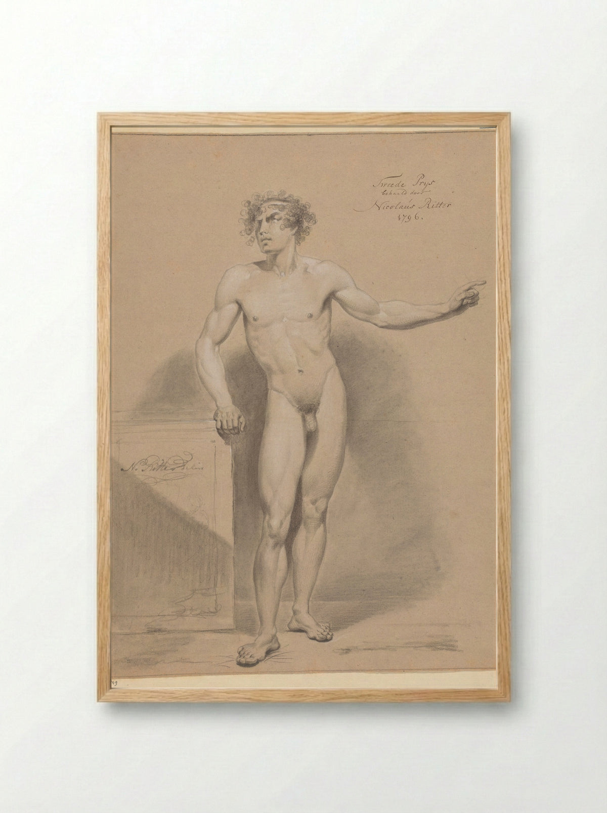 Staand mannelijk naakt, van voren gezien - Nicolaus Ritter jr. - Framed Print Wood