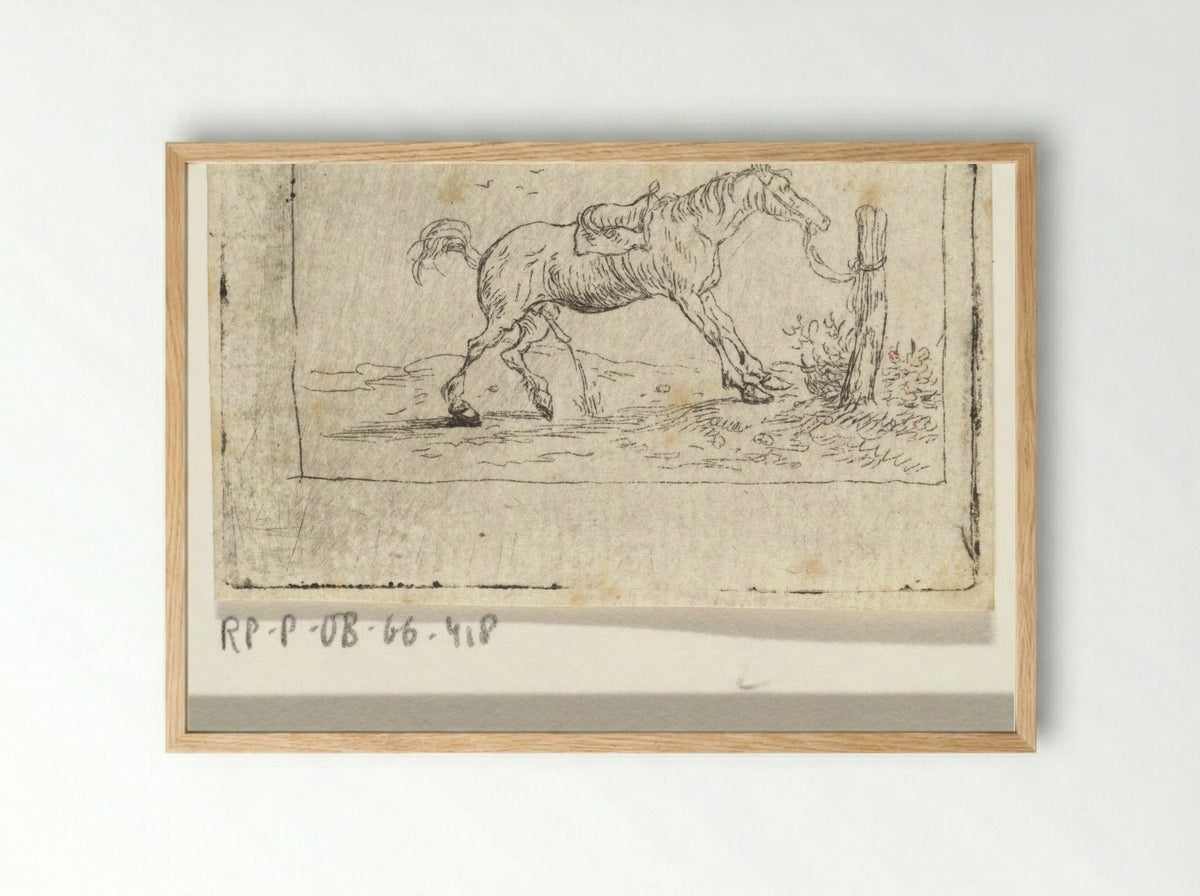 Staand paard naar rechts - Pieter Cornelisz. Verbeeck - Framed Print Wood