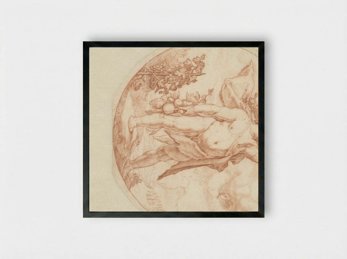 Staande Bacchus - Abraham de Moor - Framed Print Black