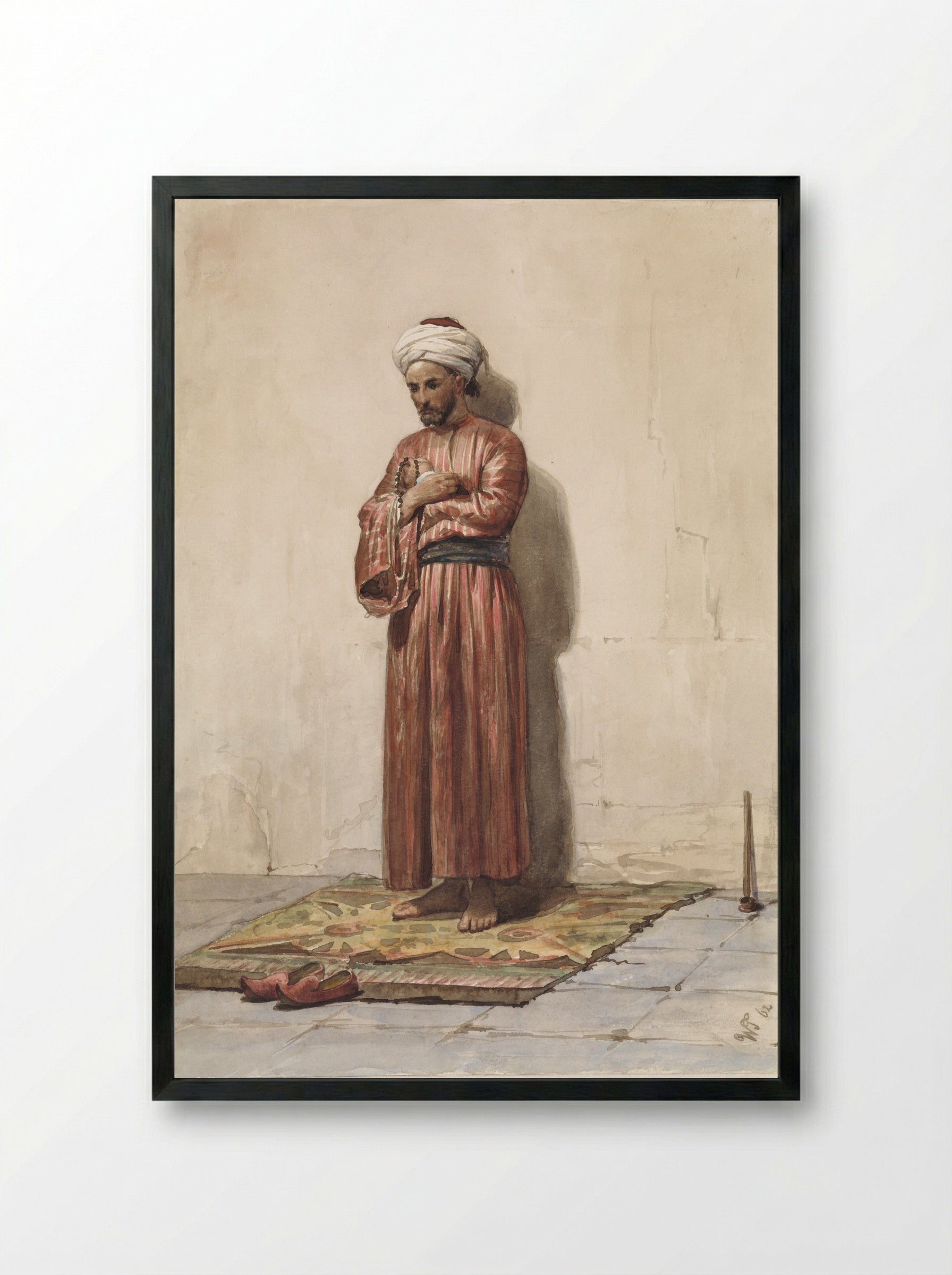 Staande Egyptenaar met gebedskrans - Willem de Famars Testas - Framed Print Black
