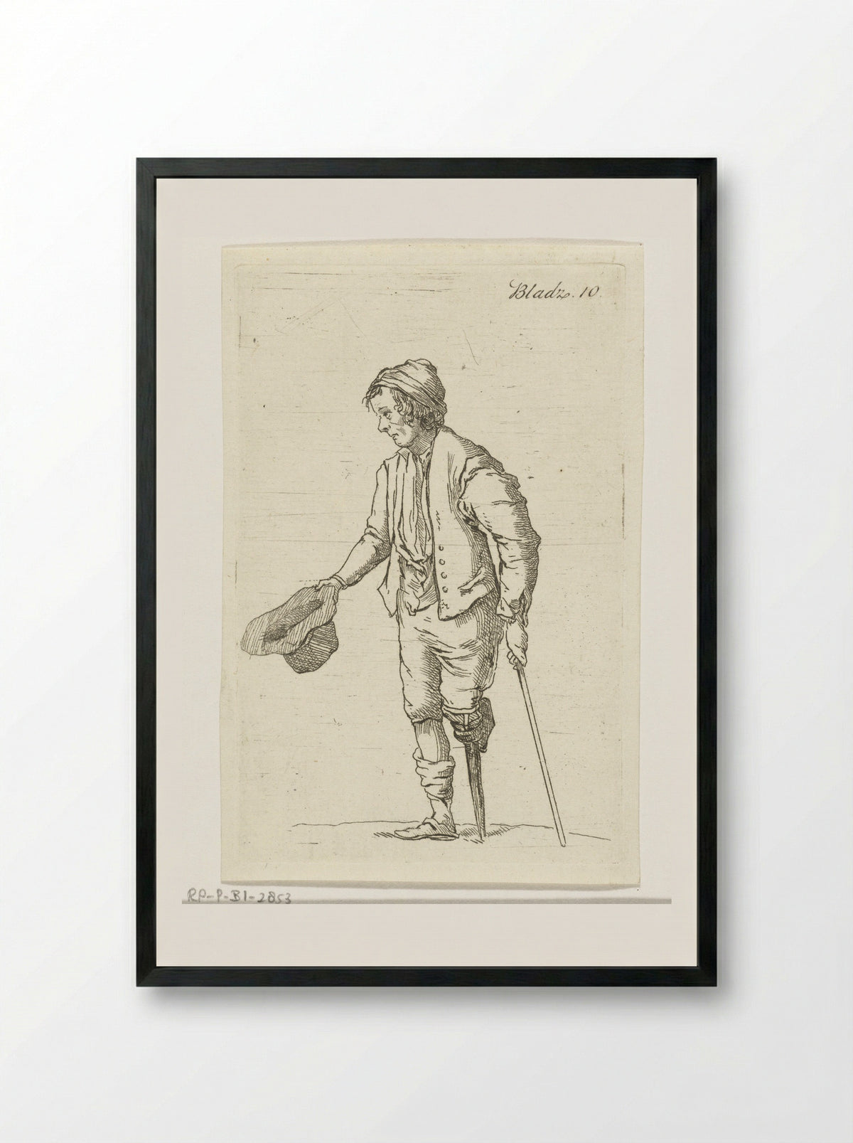 Staande bedelaar (Standing Beggar) - Anthonie van den Bos - Framed Print Black