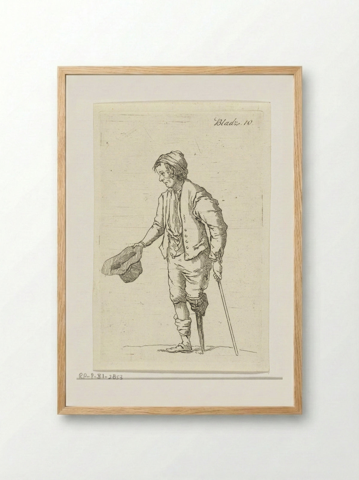 Staande bedelaar (Standing Beggar) - Anthonie van den Bos - Framed Print Wood
