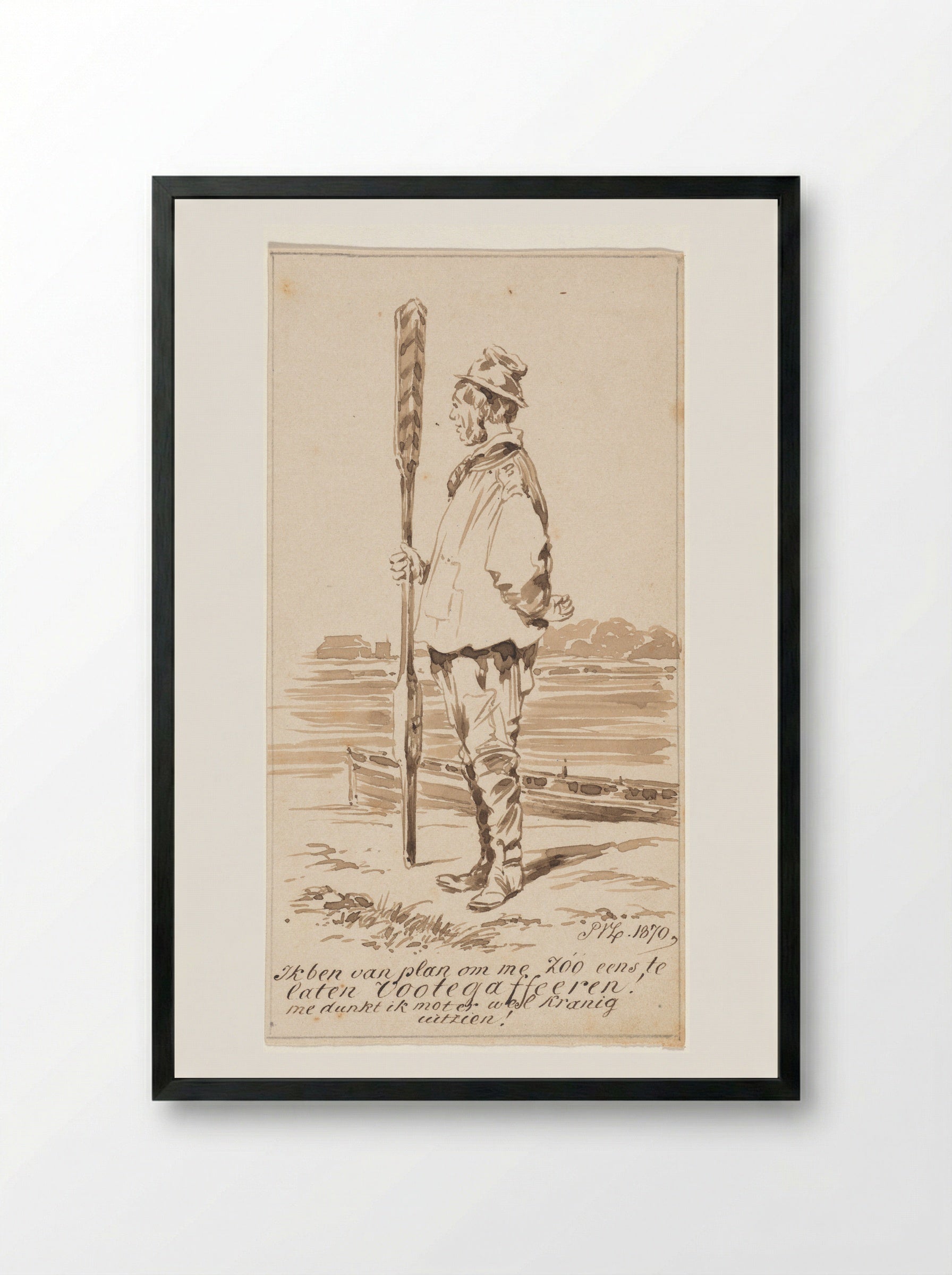 Staande bootsman (Standing Boatman) - Pieter van Loon - Framed Print Black
