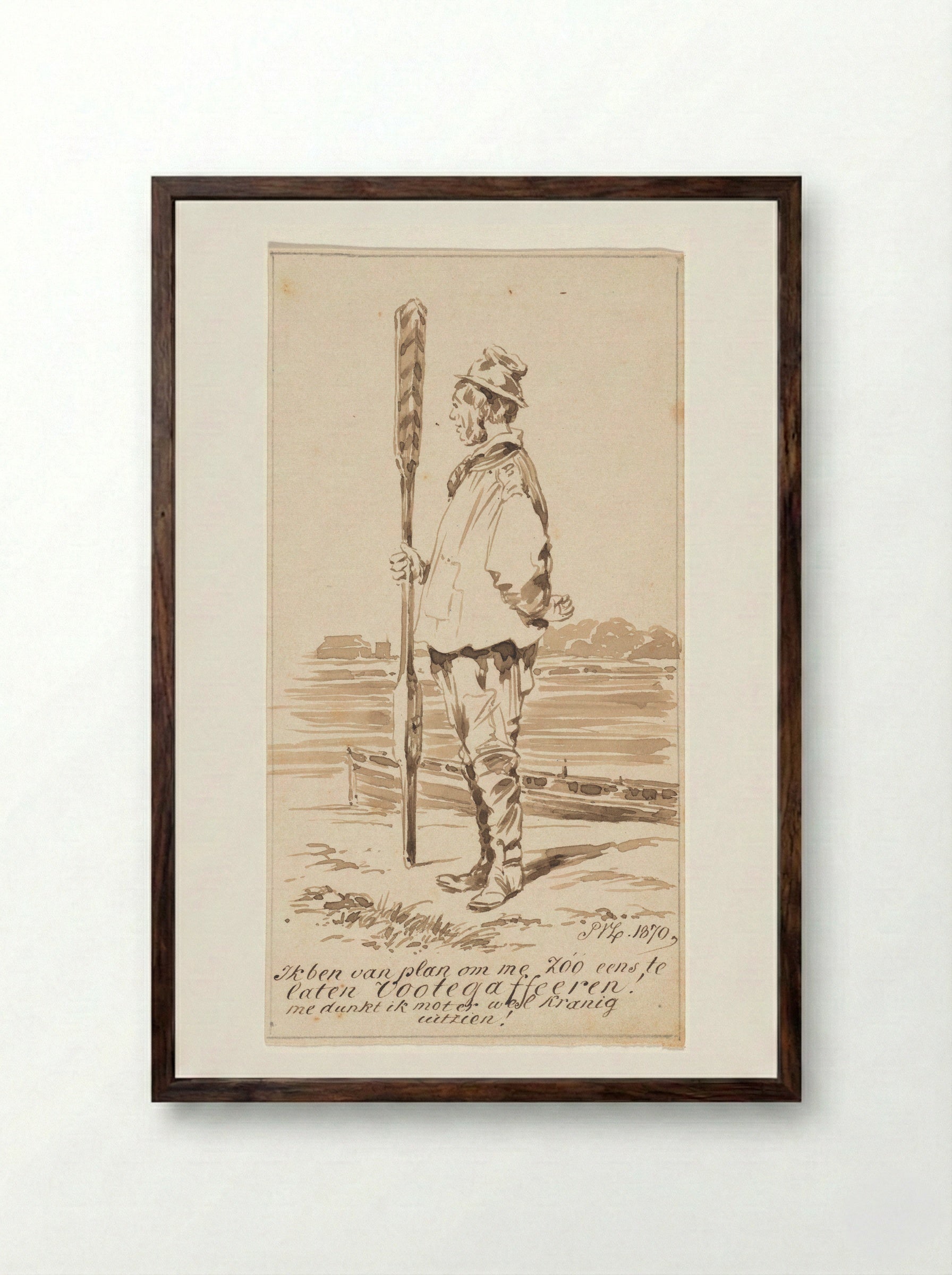 Staande bootsman (Standing Boatman) - Pieter van Loon - Framed Print Dark Wood