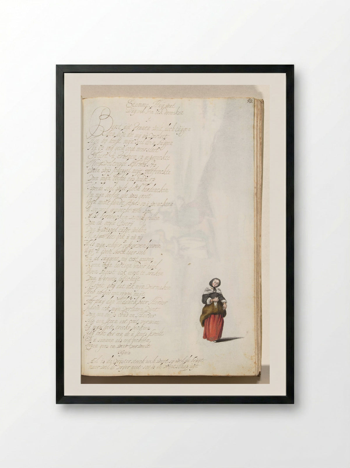 Staande dame (Standing Lady) - Gesina ter Borch - Framed Print Black