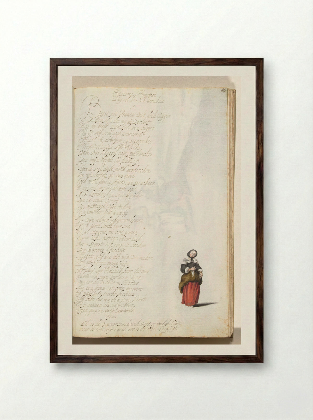Staande dame (Standing Lady) - Gesina ter Borch - Framed Print Dark Wood