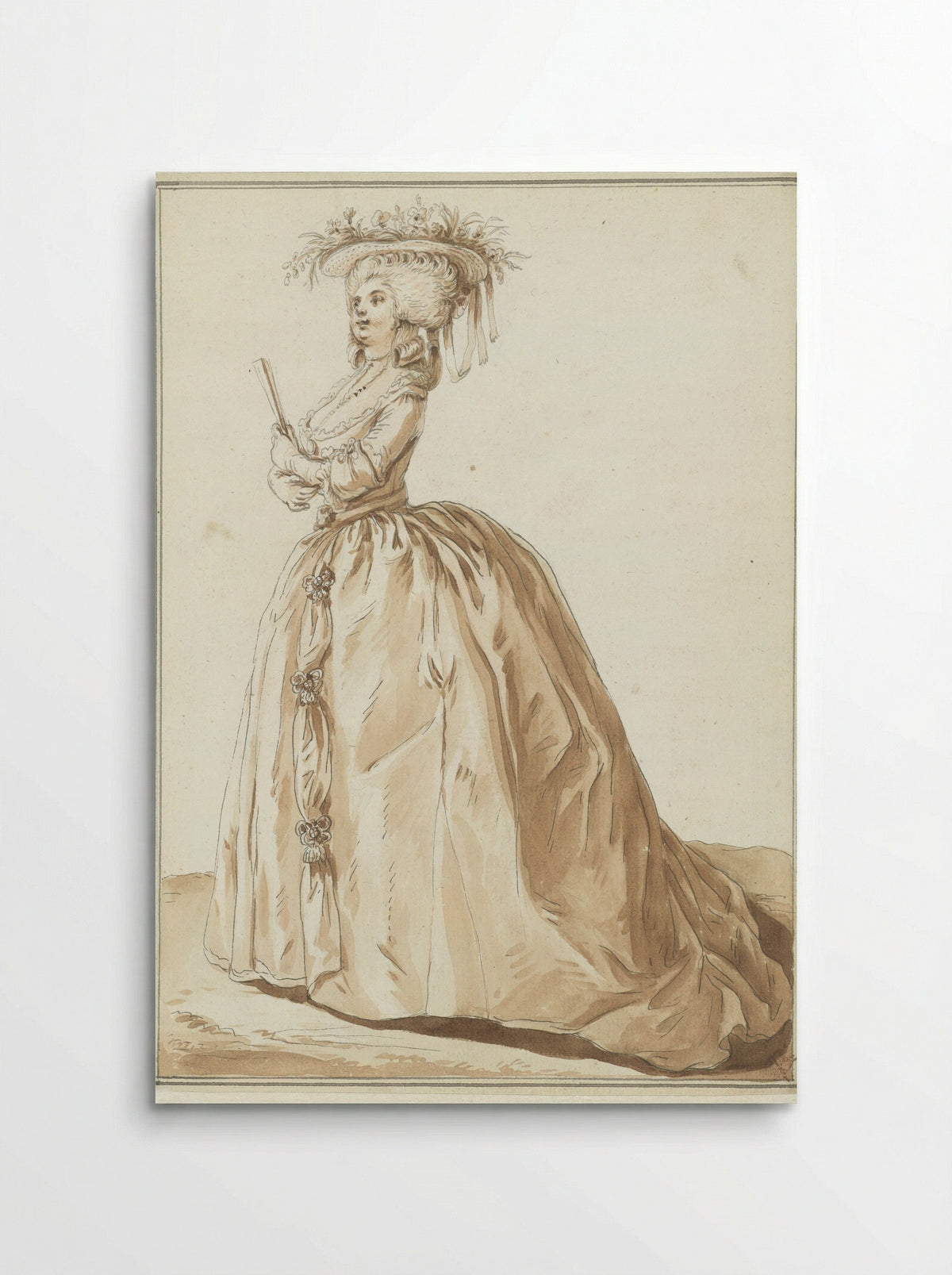 Staande dame met waaier - Pierre Thomas Le Clerc - Poster