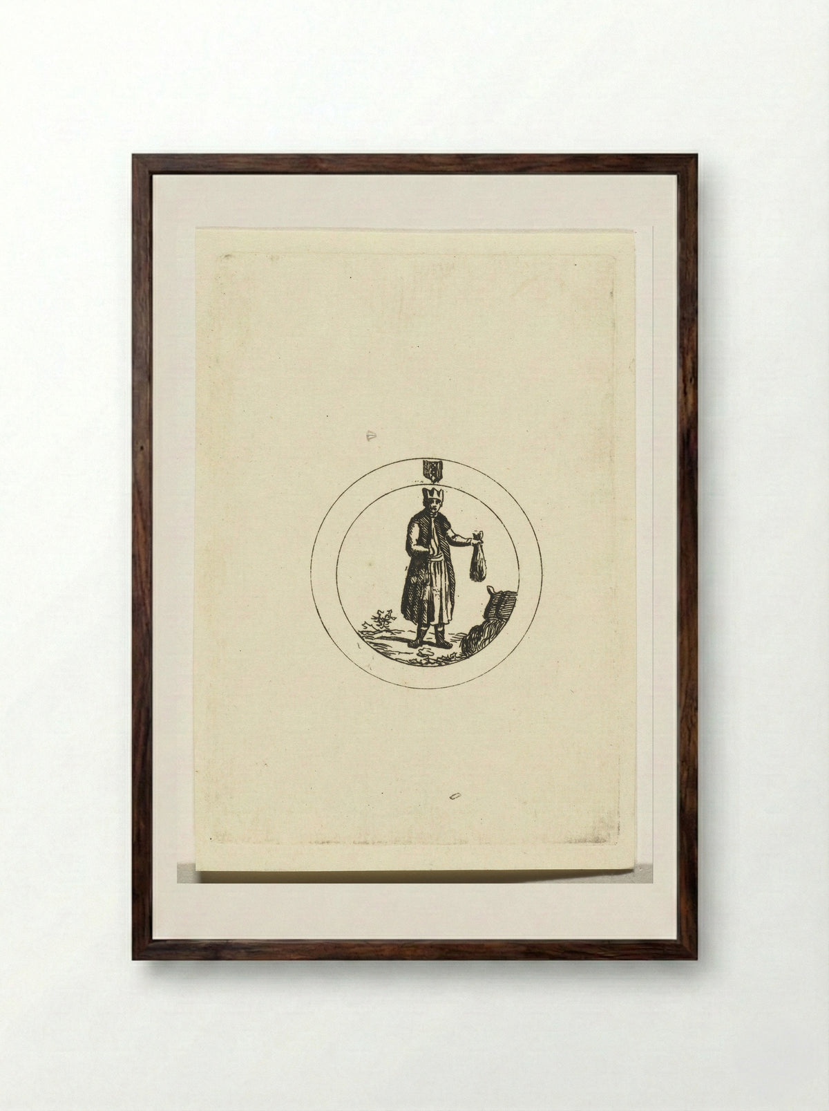 Staande figuur in een cirkel - Anthonie van den Bos - Framed Print Dark Wood