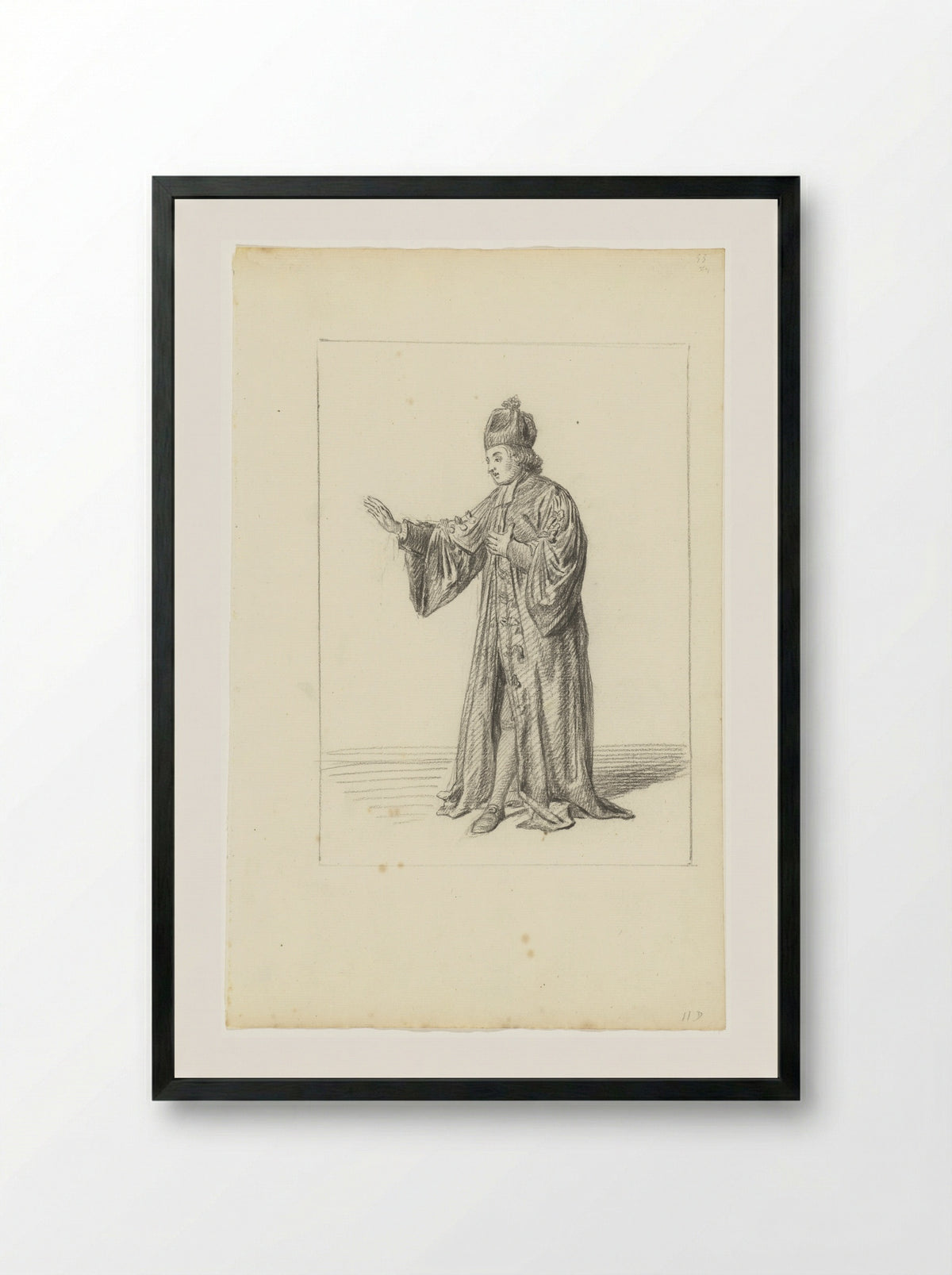 Staande geestelijke, met opgeheven arm - Nicolaes Muys - Framed Print Black