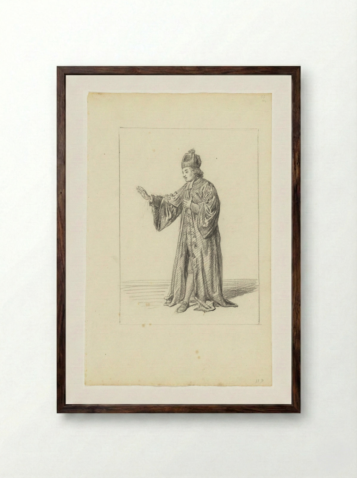 Staande geestelijke, met opgeheven arm - Nicolaes Muys - Framed Print Dark Wood