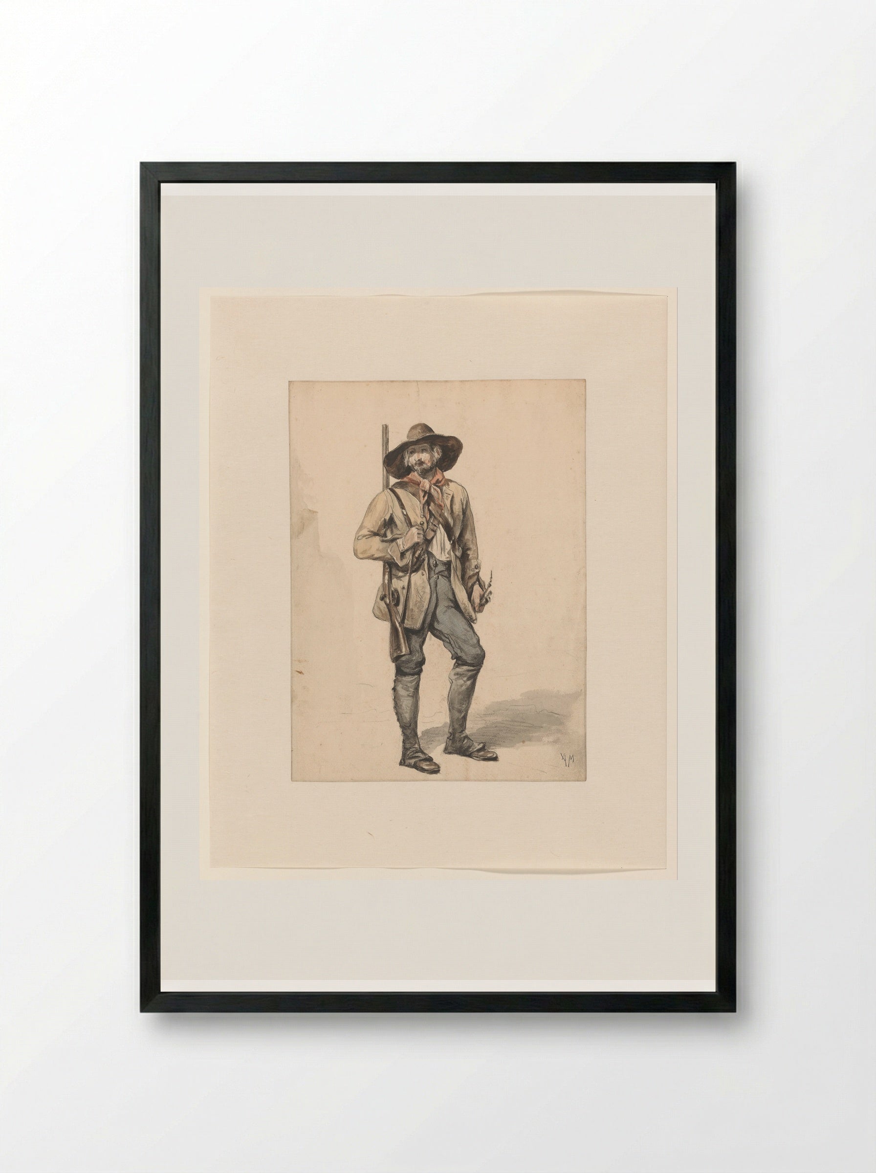 Staande jager (Standing Hunter) - Anton Mauve - Framed Print Black