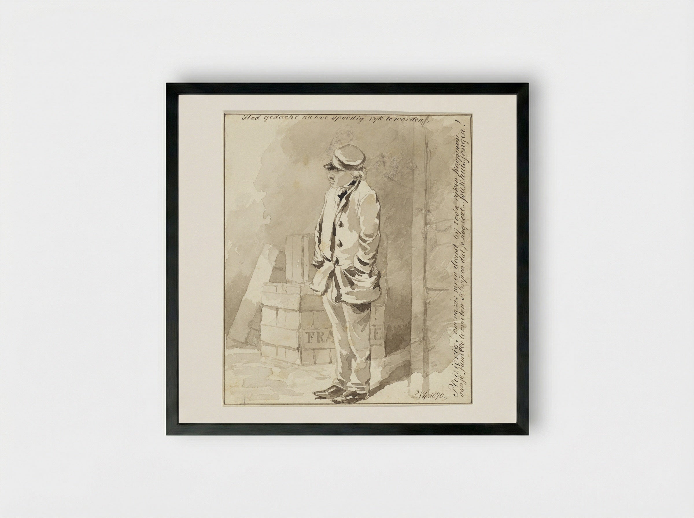 Staande jongeman - Pieter van Loon - Framed Print Black