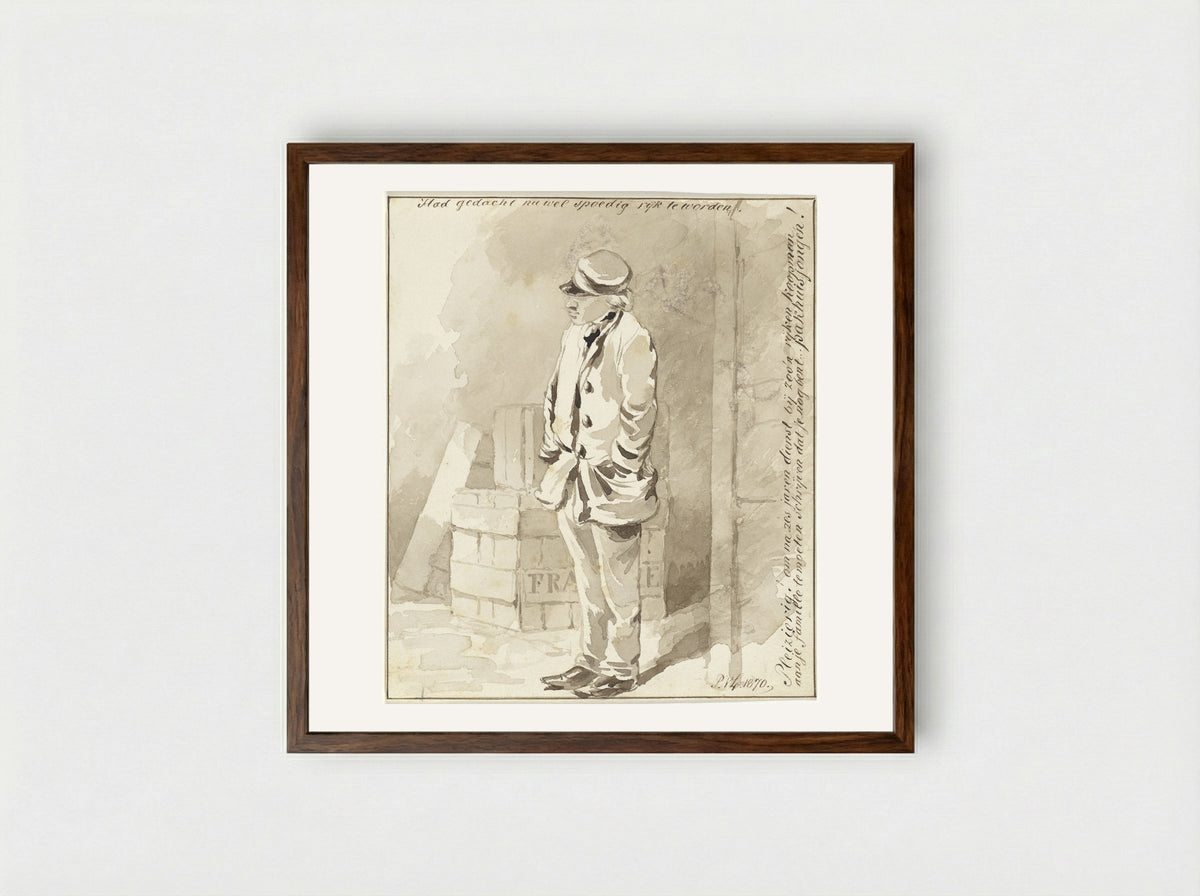 Staande jongeman - Pieter van Loon - Framed Print Dark Wood