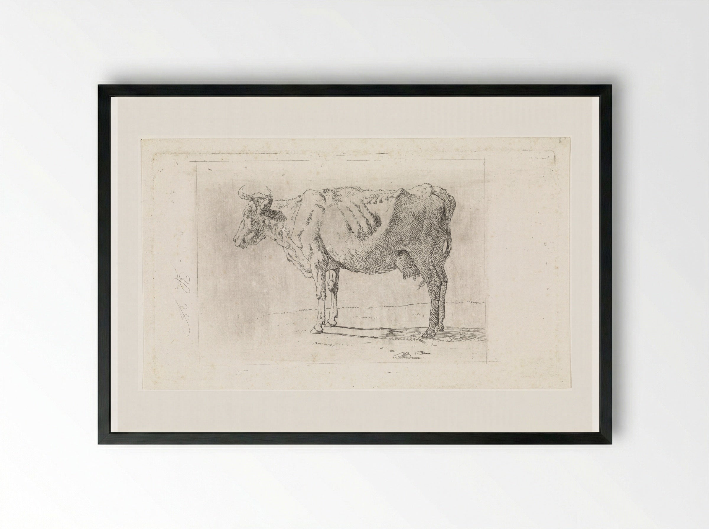 Staande koe, naar links - Wouter Johannes van Troostwijk - Framed Print Black