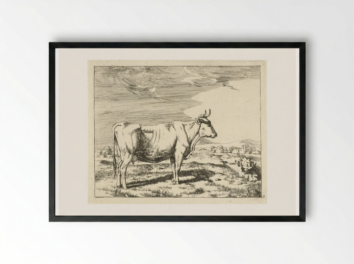 Staande koe, naar rechts - Marcus de Bye - Framed Print Black