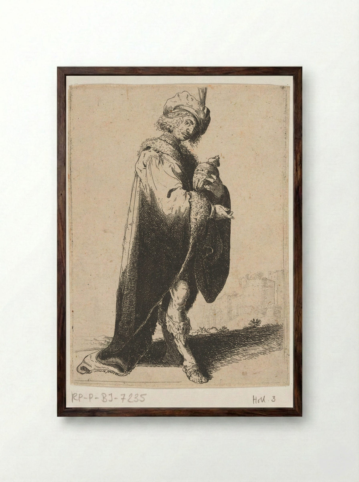 Staande koning met wierookvat - Jacob Duck - Framed Print Dark Wood