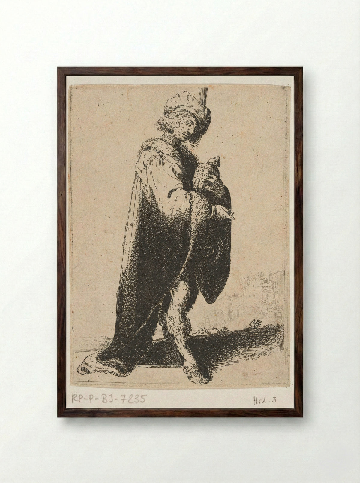 Staande koning met wierookvat - Jacob Duck - Framed Print Dark Wood