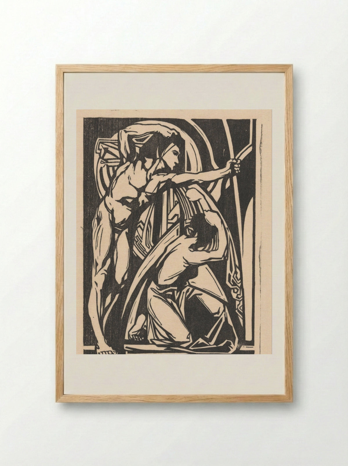 Staande man en knielende vrouw - Johannes Josephus Aarts - Framed Print Wood