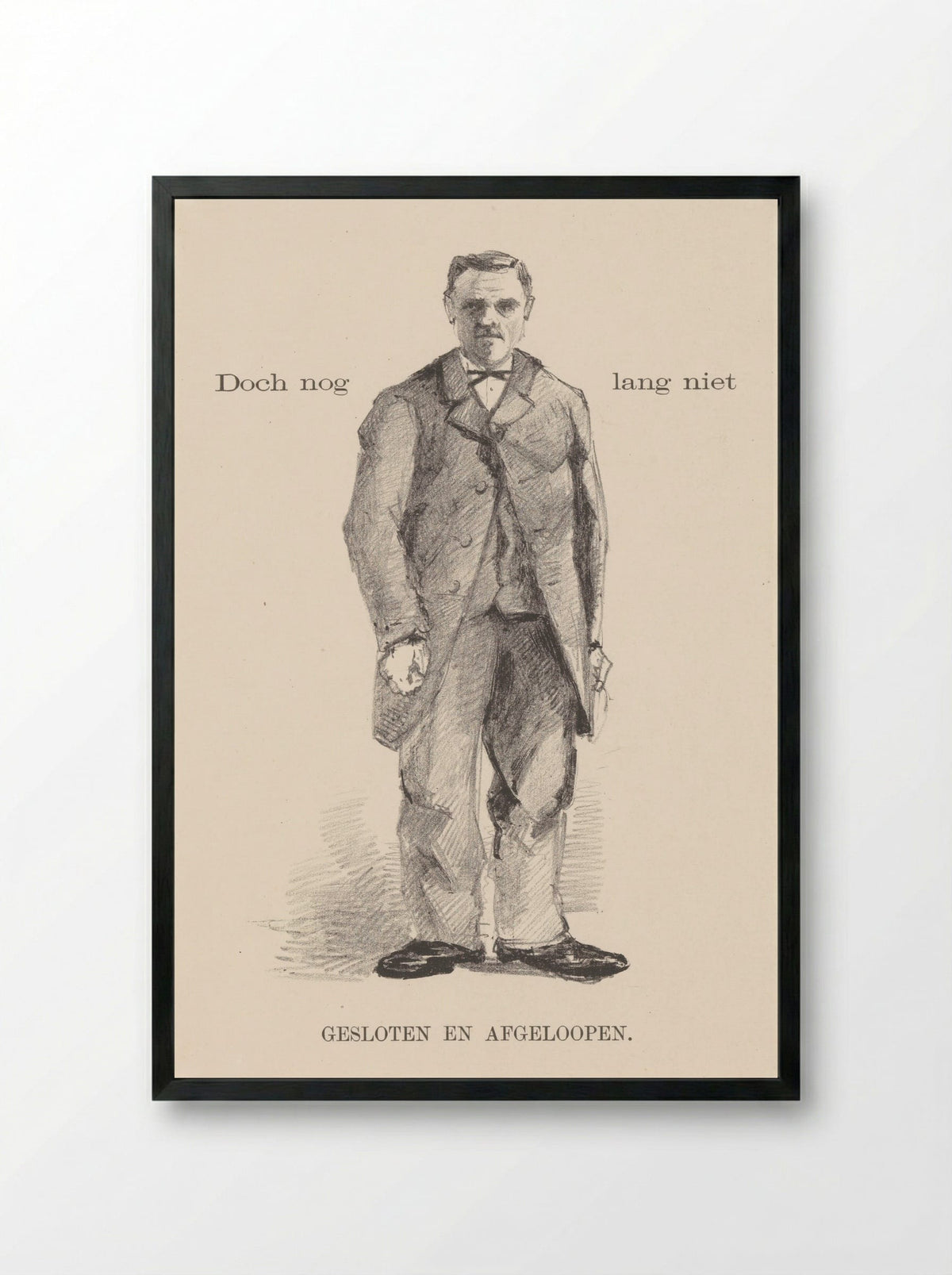 Staande man in overjas - Theo van Hoytema - Framed Print Black
