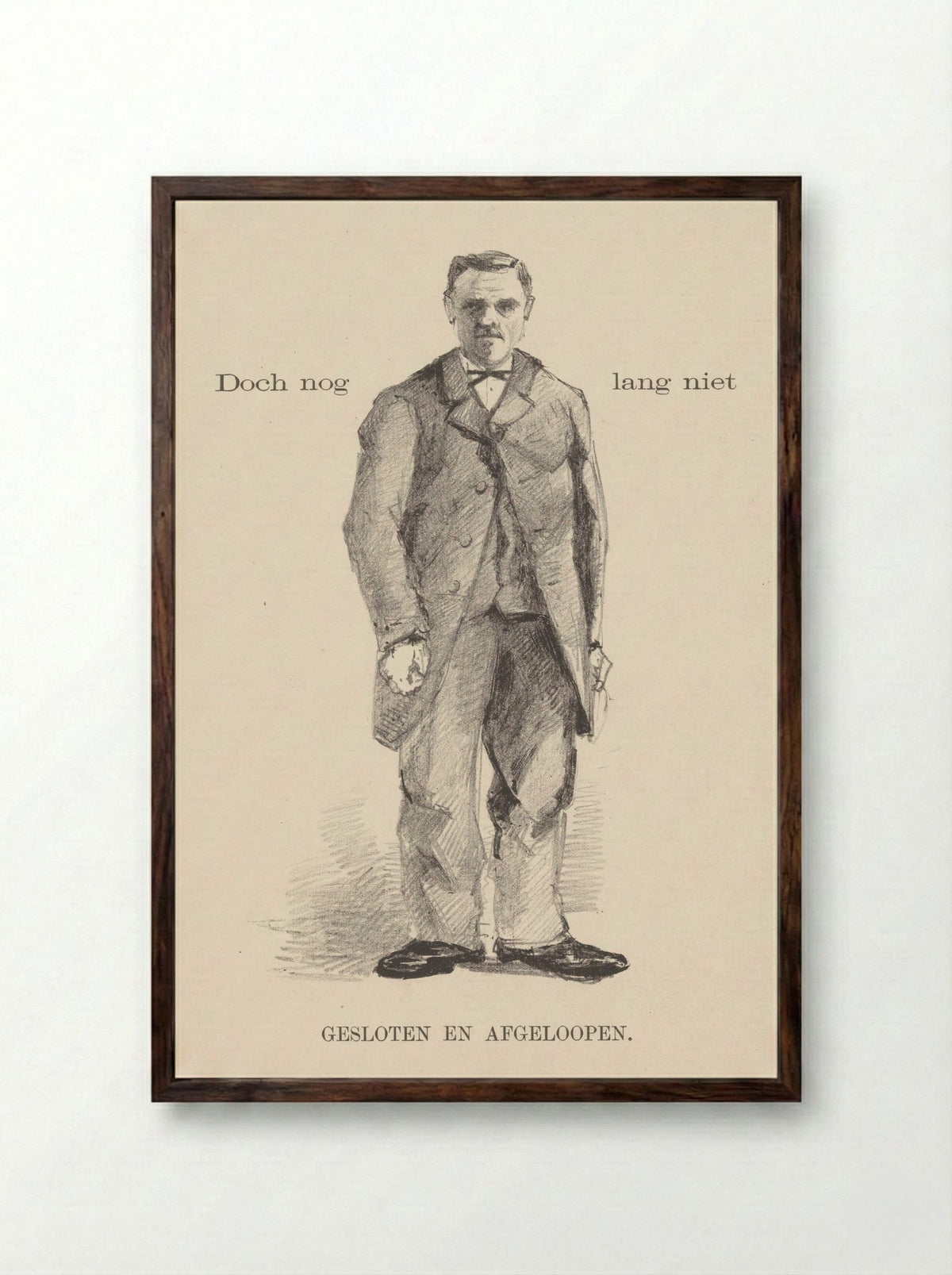 Staande man in overjas - Theo van Hoytema - Framed Print Dark Wood